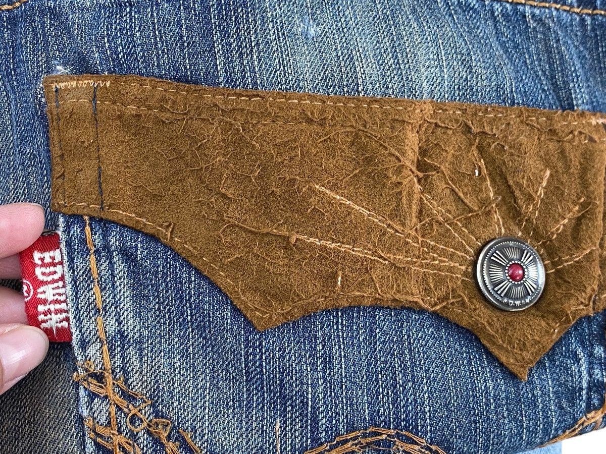Edwin Edwin Mud Wash Whiskered Distressed Style Straight Jeans Size US 35 - 12 Thumbnail
