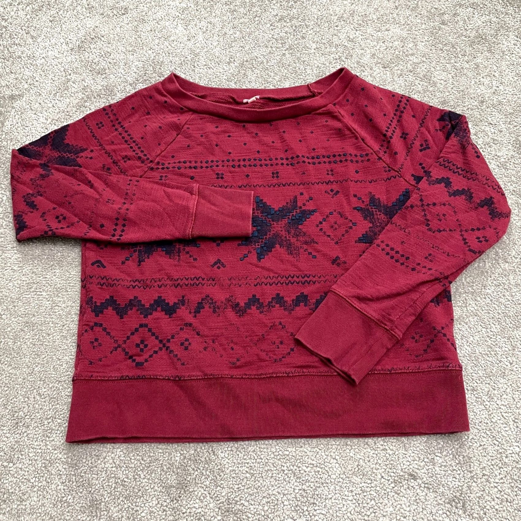 J.Crew J.CREW Pullover Sweatshirt Womens S Geometric Red Holiday Christmas 90s Womens Size S / US 4 / IT 40 - 2 Thumbnail