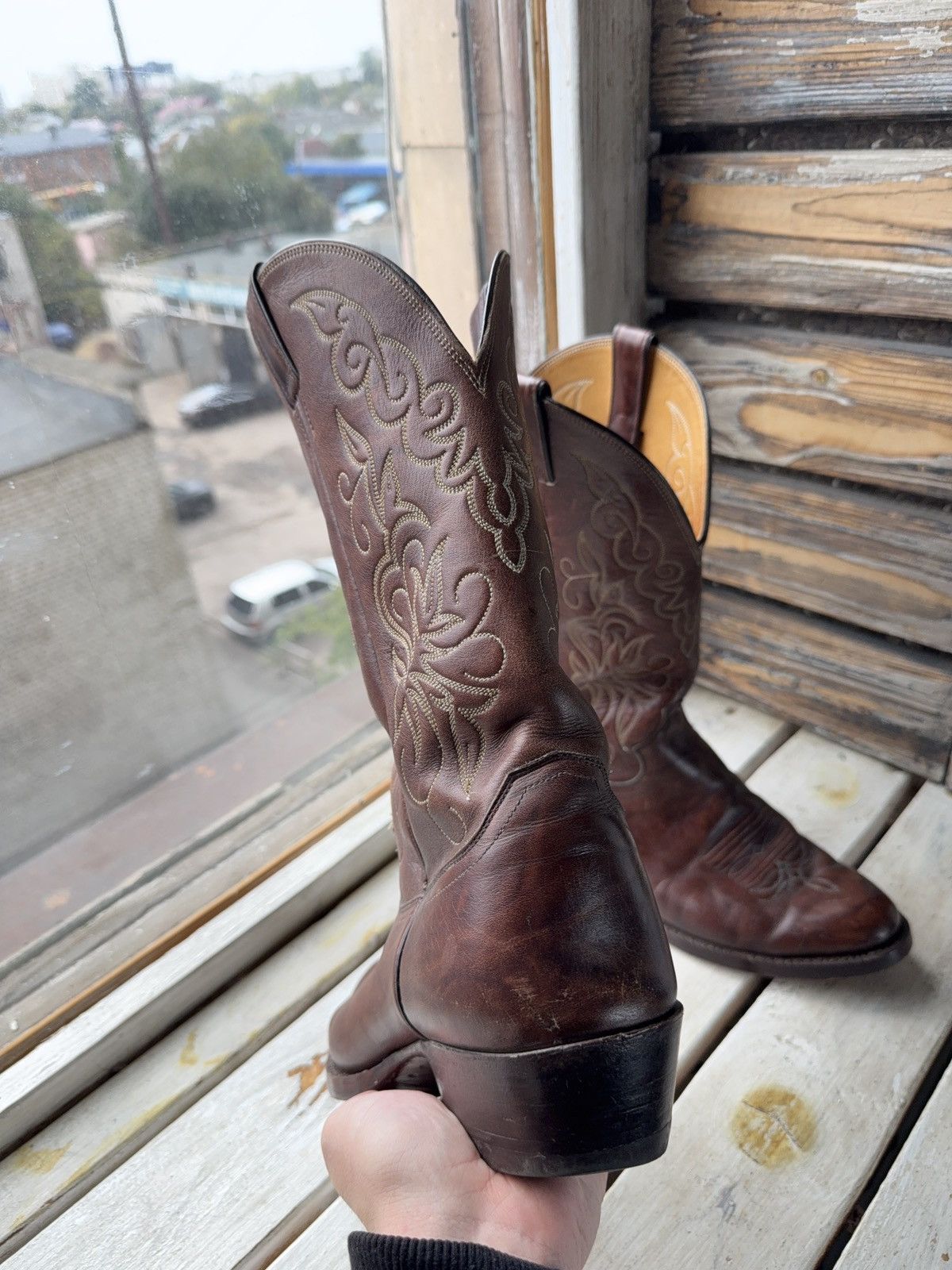 Justin Boots Justin Boots 1652 Brown Leather Western Cowboy Boots USA Size US 12 / EU 45 - 14 Thumbnail
