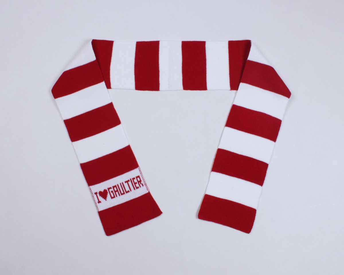 Designer × Jean Paul Gaultier Jean Paul Gaultier I Love Red White Striped Unisex Scarf Size ONE SIZE - 3 Thumbnail