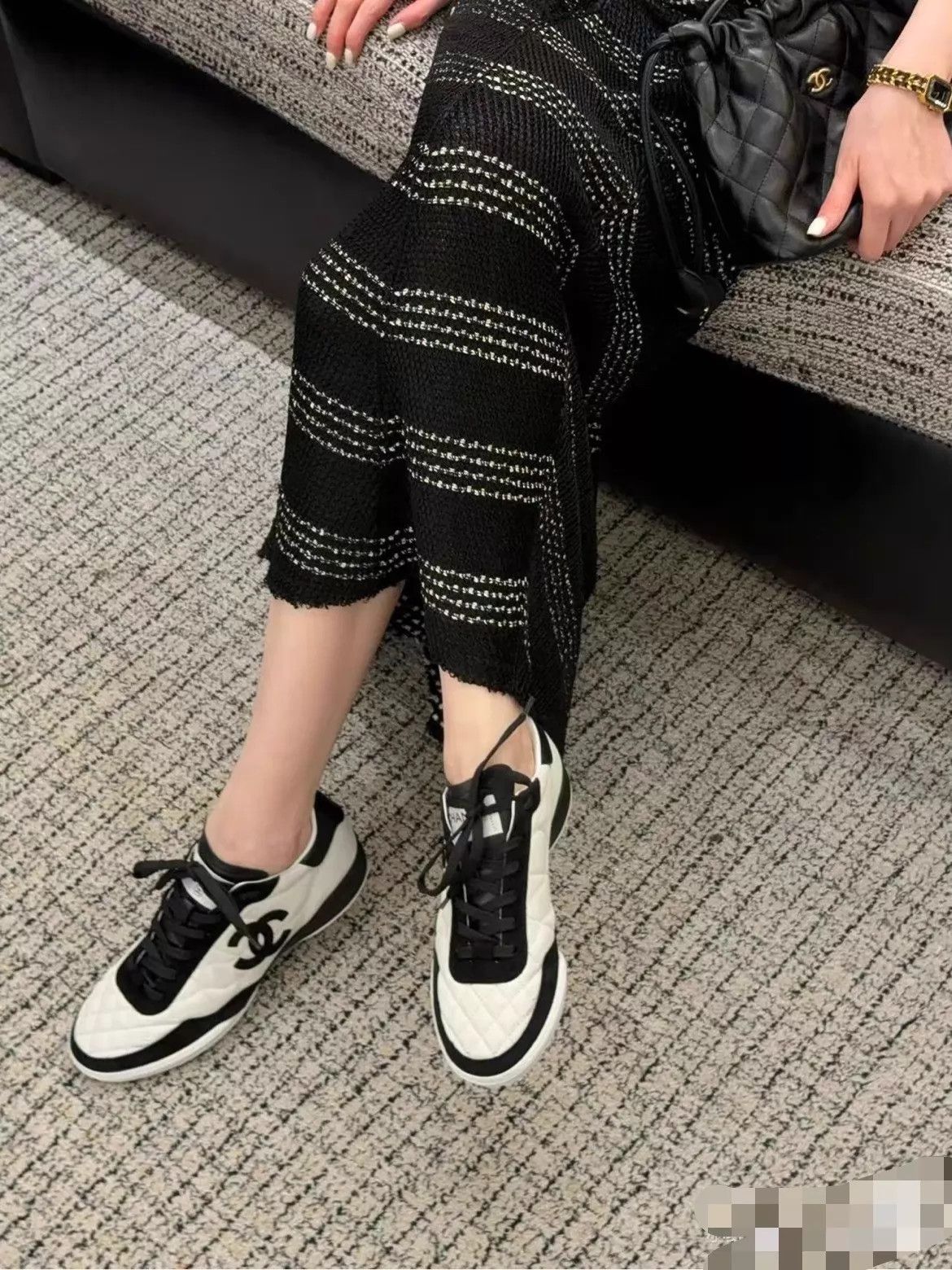 Chanel CHANEL Lambskin Panda Deauville Sneaker Black White EU36 Size US 5.5 / IT 35.5 - 9 Thumbnail