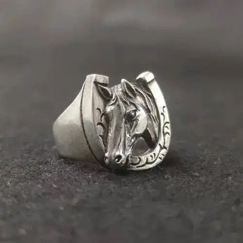 Other 925 Silver Plated Adjustable Horse Ring for Men Women Size ONE SIZE - 3 Thumbnail