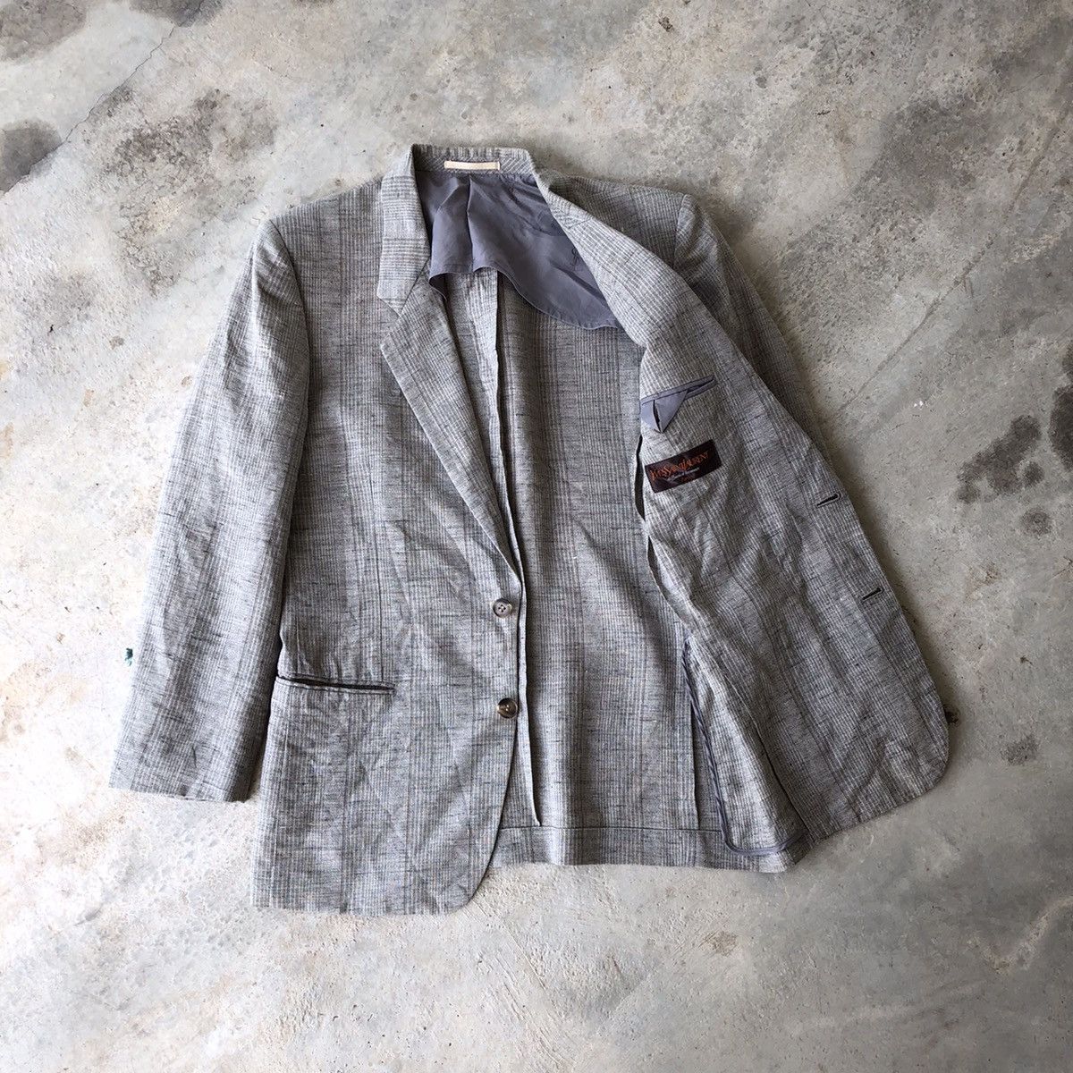 Japanese Brand × Yves Saint Laurent YVES SAINT LAURENT Plaid Blazer Coat Size 44R - 1 Thumbnail