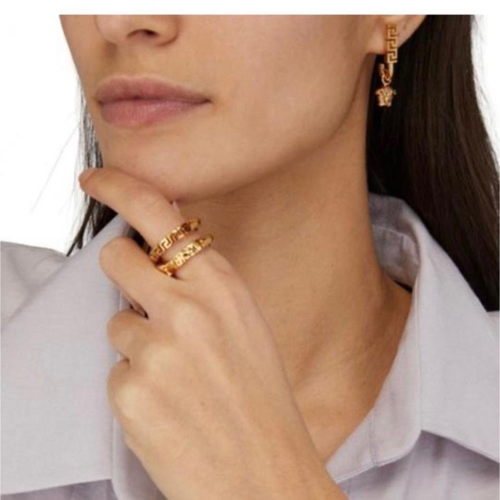 Versace Medusa Greca logo gold tone earrings Size ONE SIZE - 2 Thumbnail