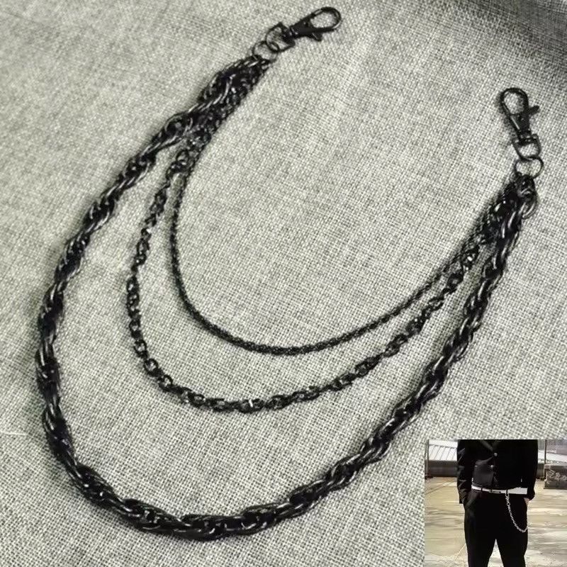 Jewelry TRIPLE Layer Matte Black Wallet Chain - Industrial Goth Size ONE SIZE - 3 Thumbnail