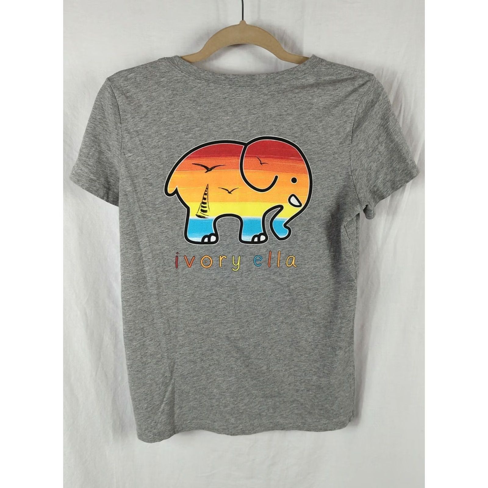 Vintage Ivory Ella Womens T-Shirt Gray Short Sleeve Crew Neck Beach Casual All Seasons 100% Cotton Small S Size S / US 4 / IT 40 - 4 Thumbnail