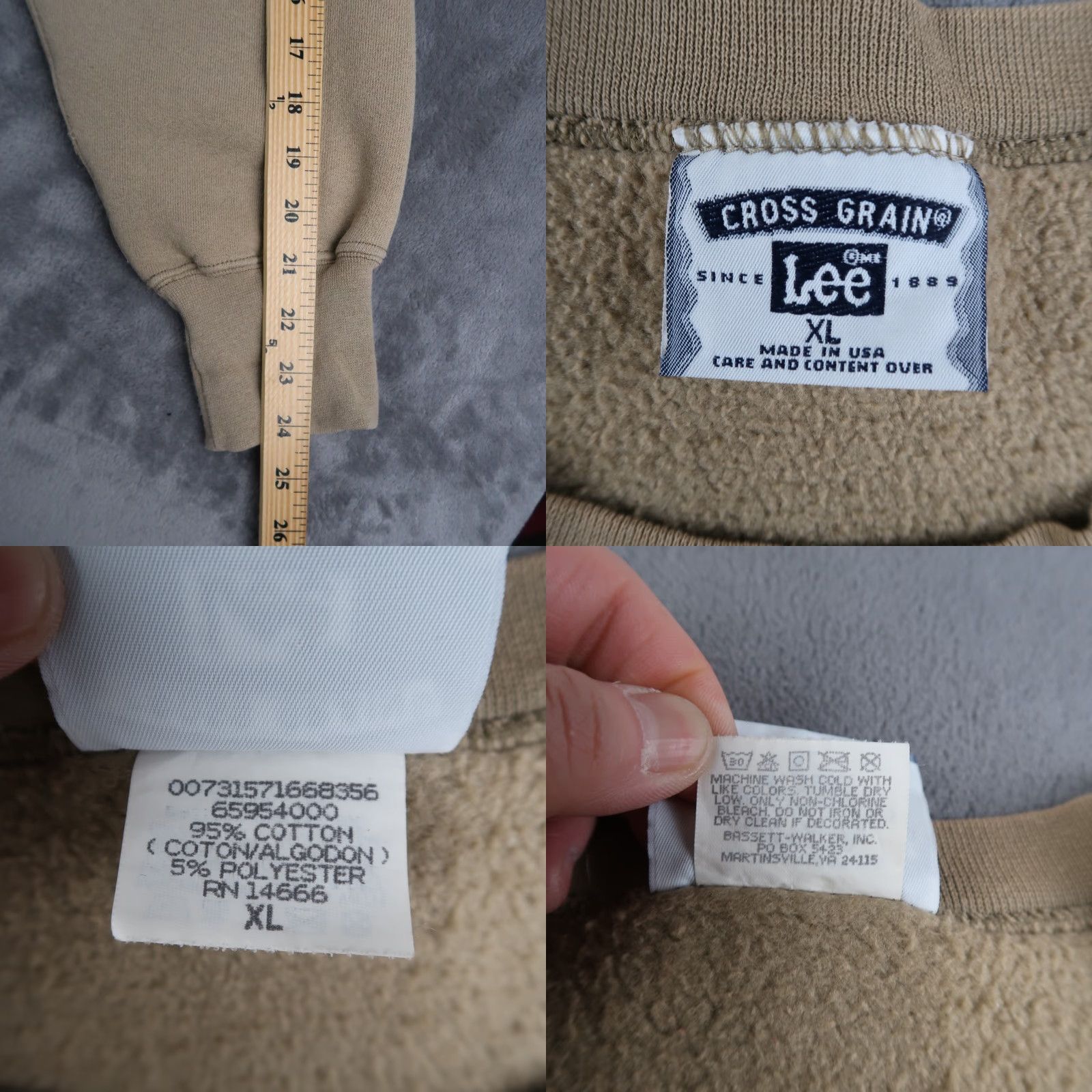 Lee VINTAGE Dan Gamel Sweatshirt Crewneck Mens XL Lee Khaki 90s Gym Workout Bodybuilding Logo Pullover Cotton Polyester Fleece Size US XL / EU 56 / 4 - 8 Thumbnail