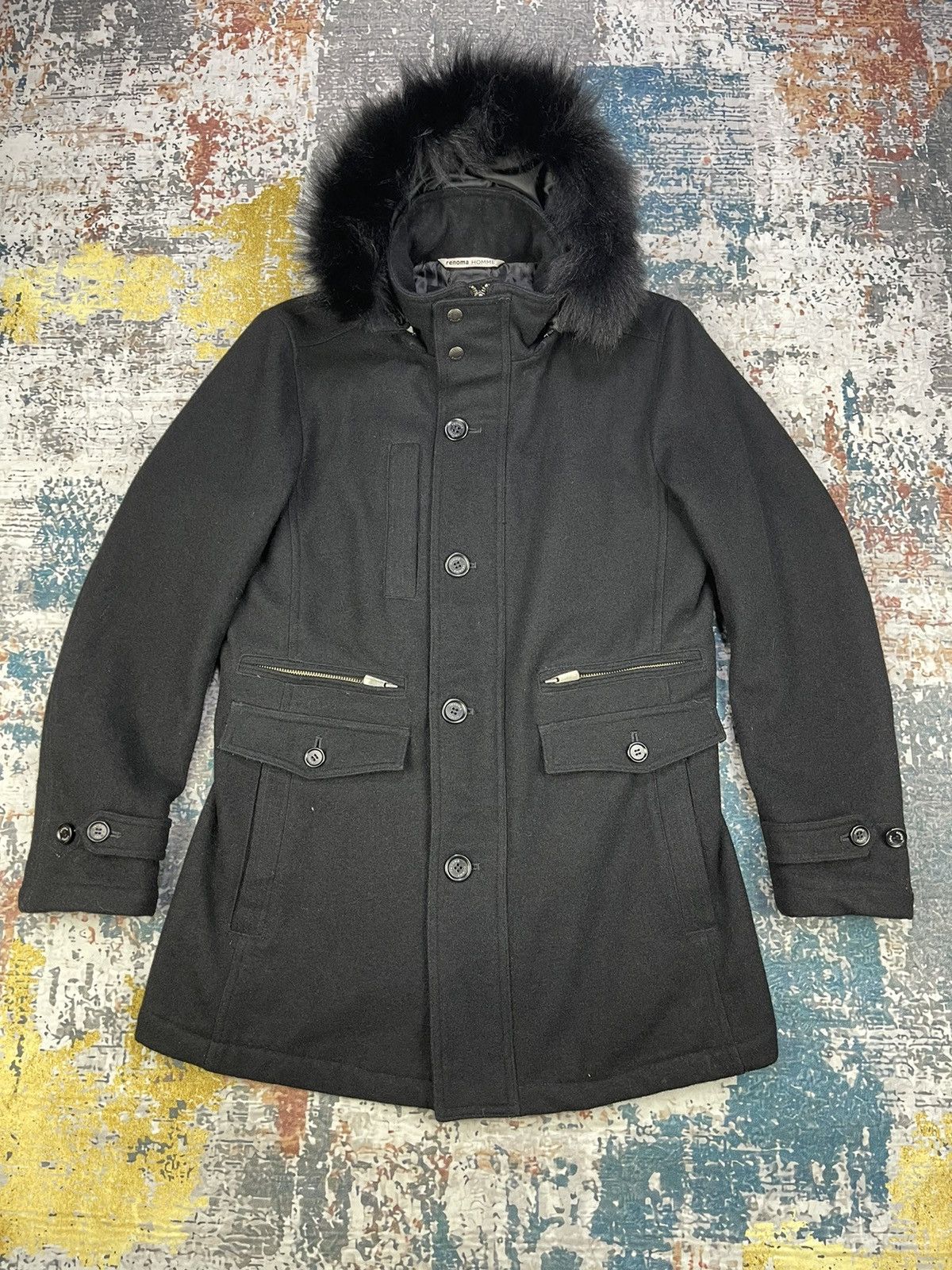 Renoma Renoma Homme Cashmere Wool Hooded Flight Coats Size US L / EU 52-54 / 3 - 1 Thumbnail
