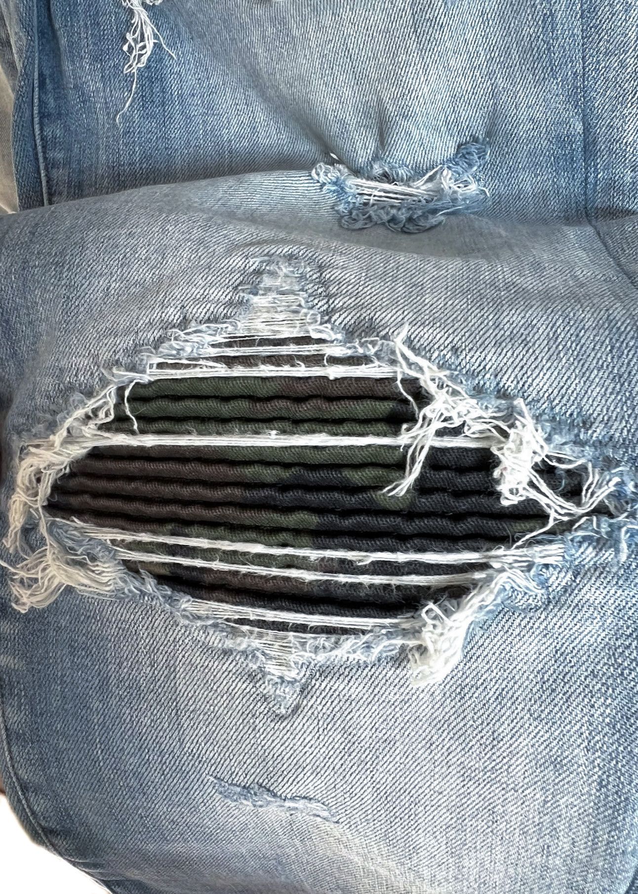 Amiri Washed Blue Green Camo MX1 Jeans