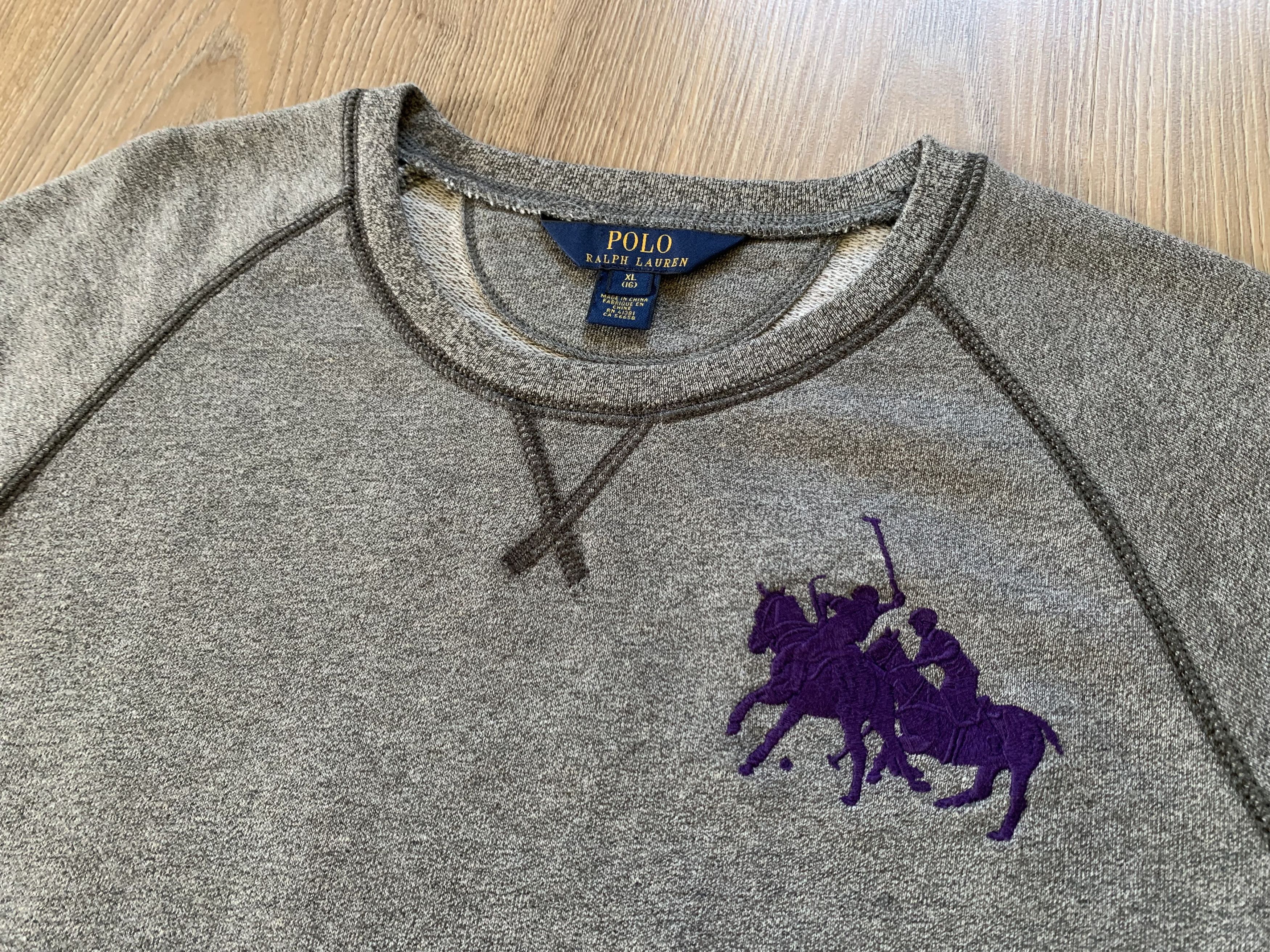 Polo Ralph Lauren × Ralph Lauren × Vintage Ralph Lauren Youth Vintage Grey Cotton Pocket Sweatshirt Size US XXS / EU 40 - 4 Thumbnail