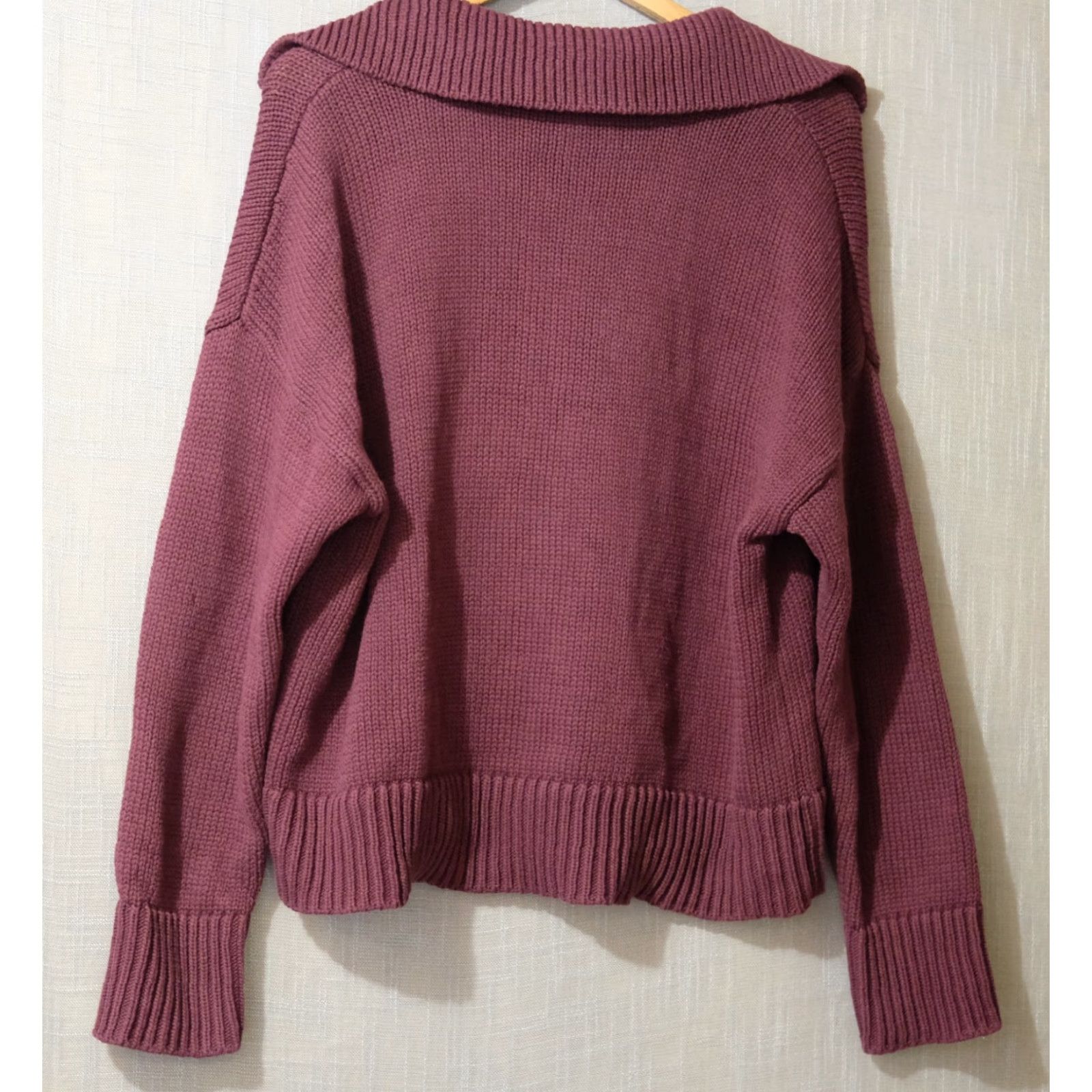 Ann Taylor Ann Taylor Weekend Collared Sweater Oversized Plum Women's XL Pullover Knit - Dark Purple Adults Womens (Size XL) Size XL / US 12-14 / IT 48-50 - 5 Thumbnail
