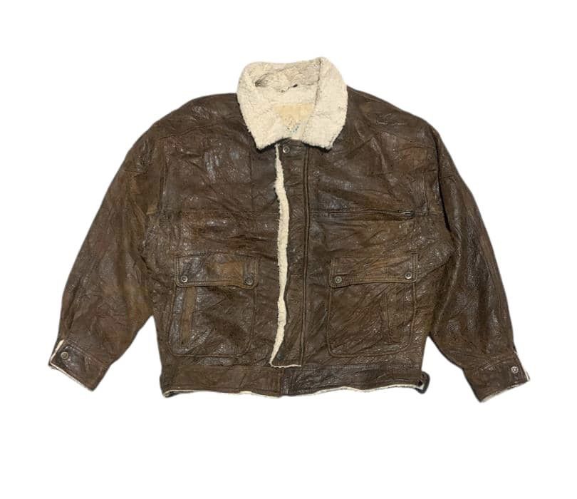 Vintage Vintage Military Bomber Leather Jacket Size US L / EU 52-54 / 3 - 1 Thumbnail