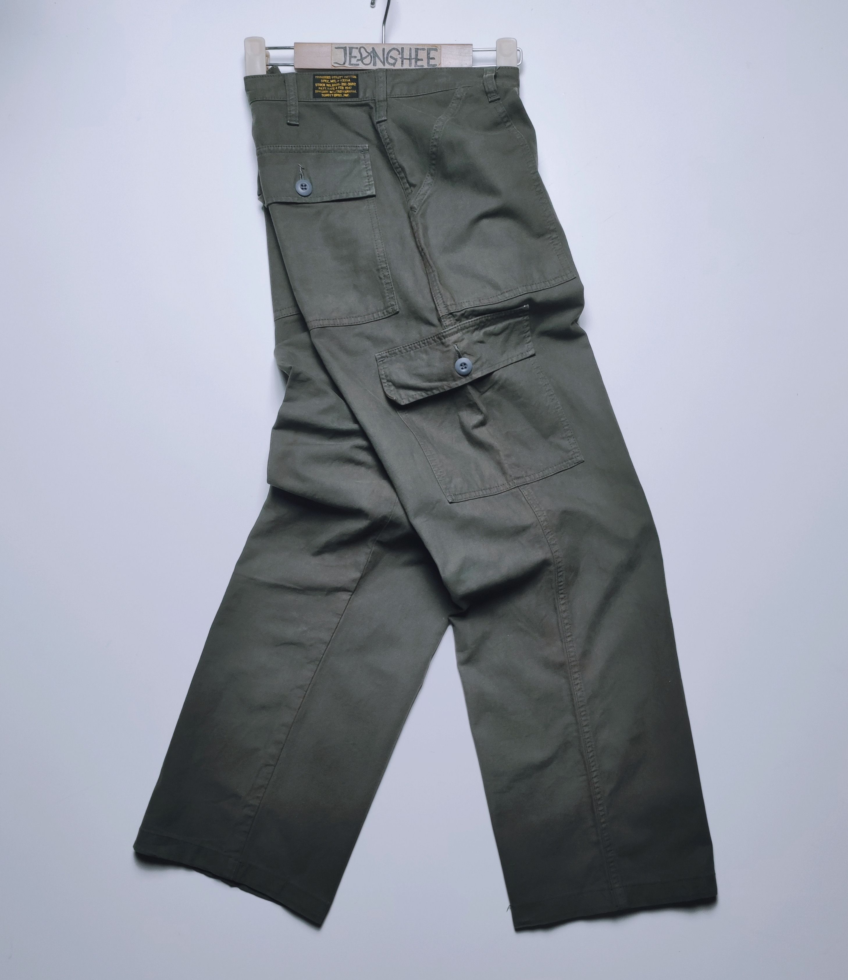 image of Vintage Schott Military Multipocket Cargo Combat Pants in Army Green, Men's (Size 33)