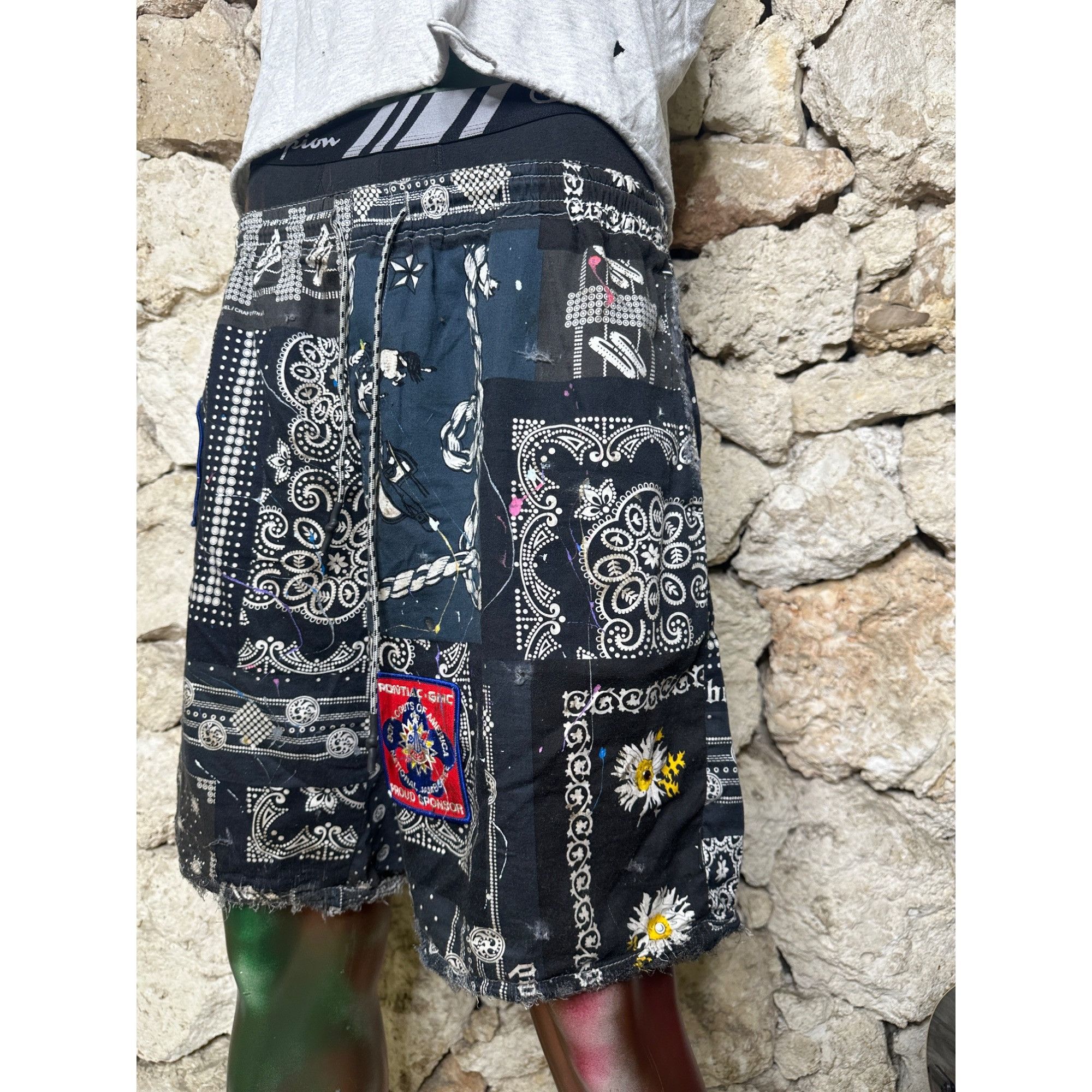 Handmade × Neighborhood DRO Lab Custom 1/1 ART x Neighborhood Bandana Paisley Bermu Size US 35 - 17 Thumbnail
