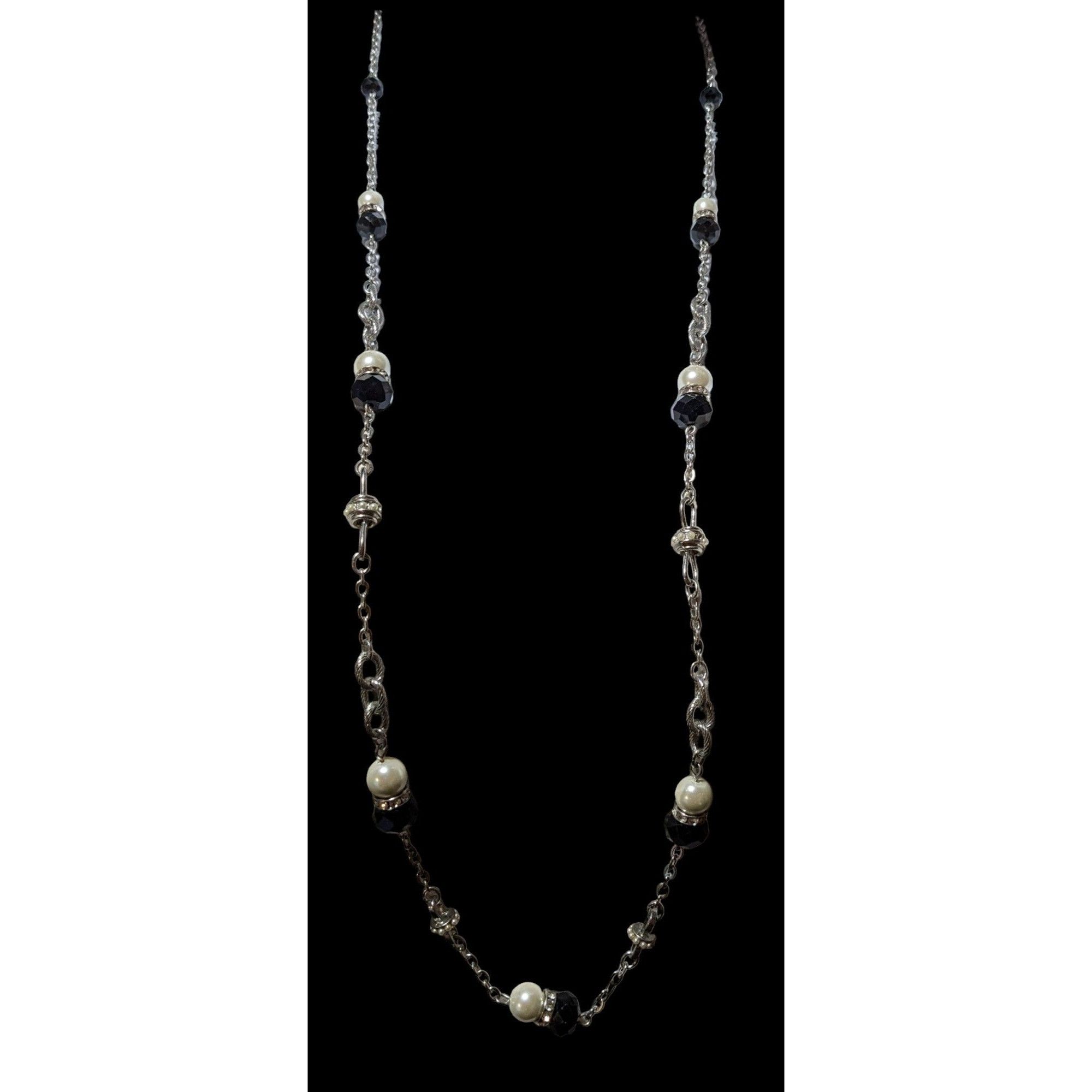 White House Black Market White House Black Market Pearl Black Glass Chain Necklace Size ONE SIZE - 2 Thumbnail