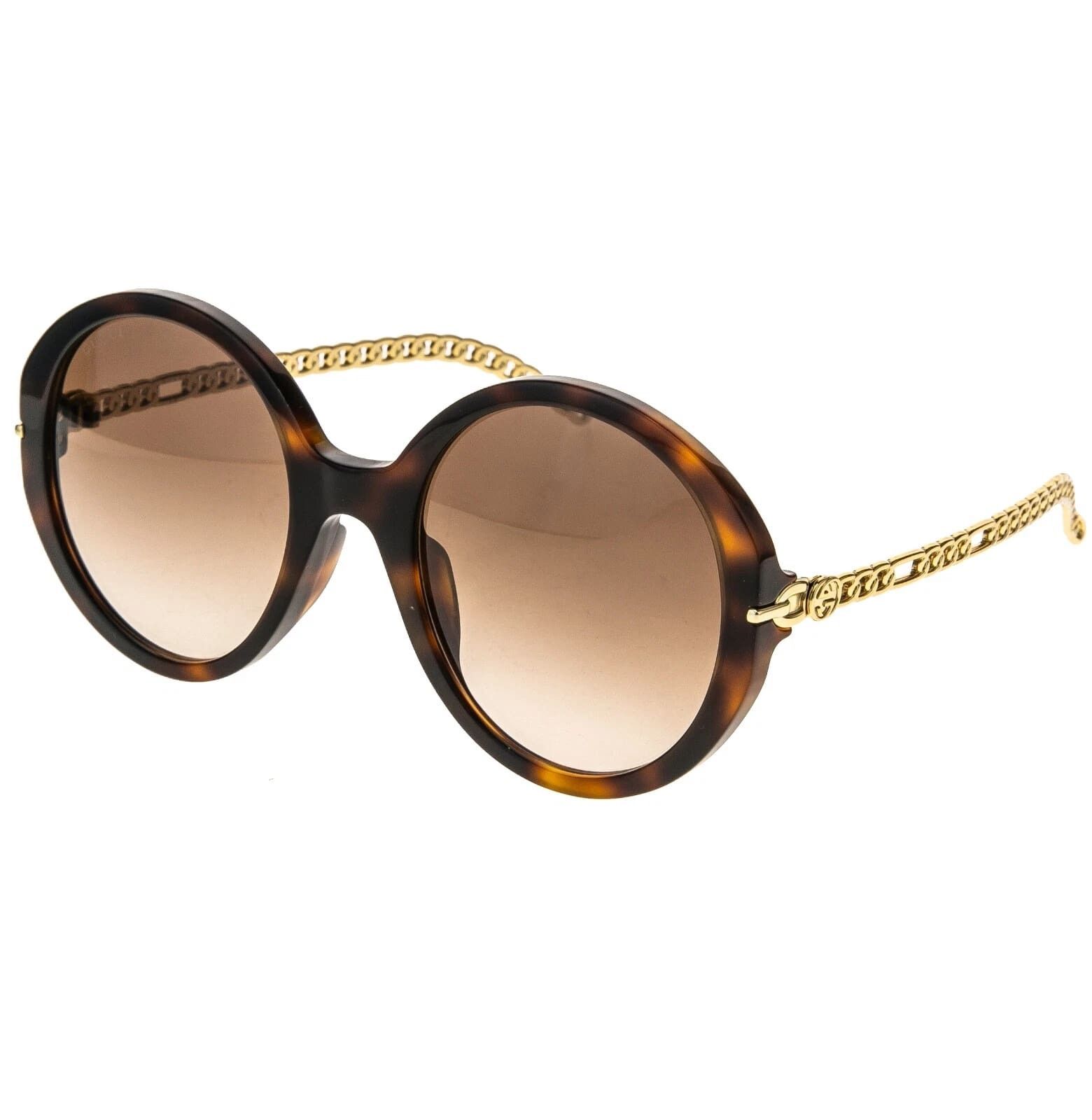 Gucci GUCCI GG0726S CHAIN 0726 Gold Brown Metal Round 002 Size ONE SIZE - 4 Thumbnail