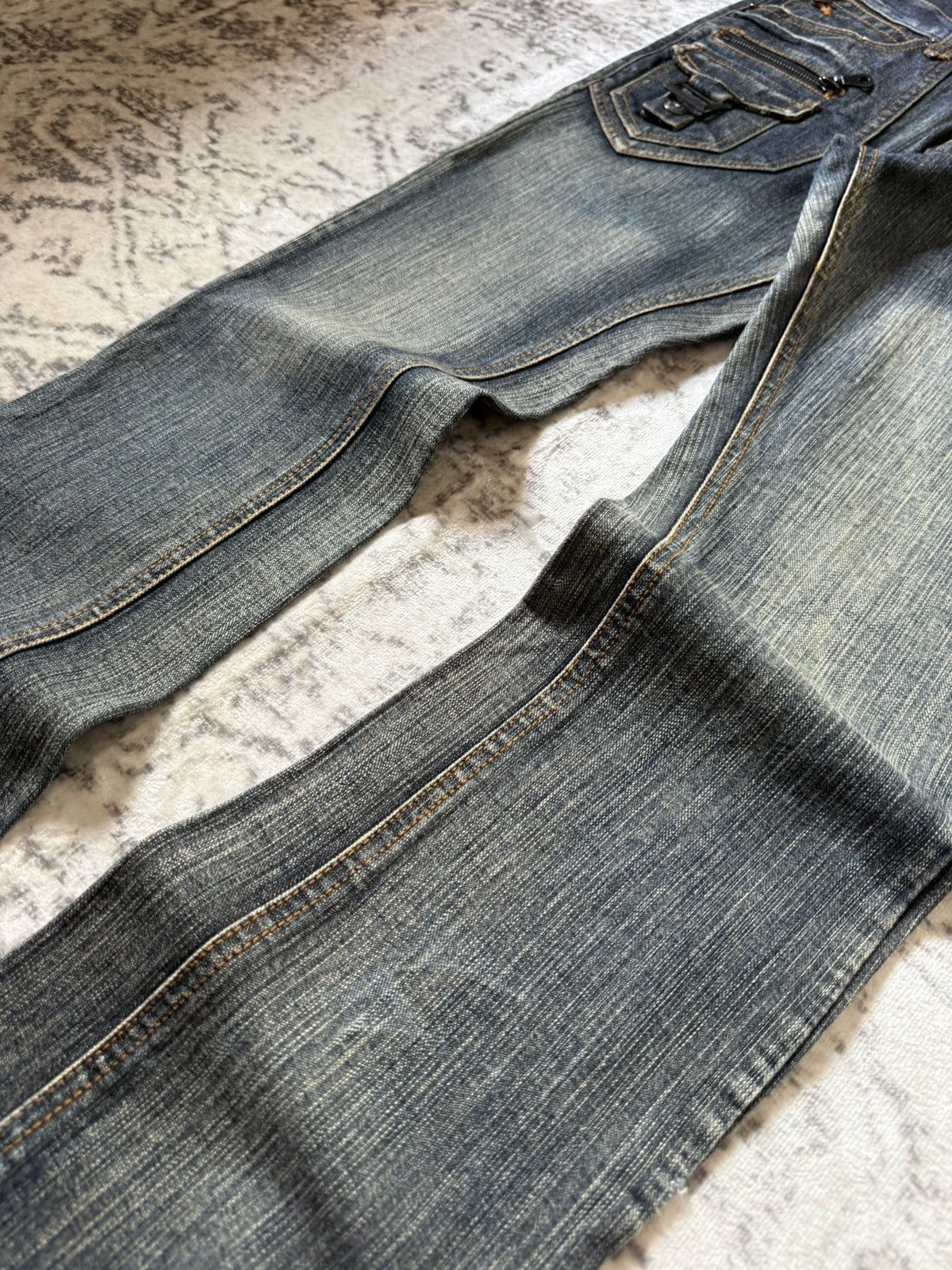 In The Attic In The Attic Japan Mud Earthy Wash Paneled Gun Pocket Jeans Size US 30 / EU 46 - 5 Thumbnail
