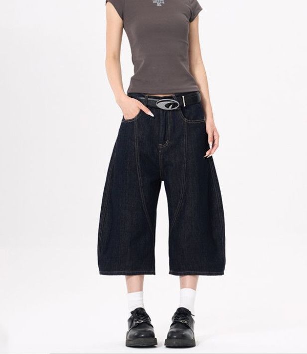 Japanese Brand American-style curved patchwork baggy wide-leg denim shorts Size US 32 / EU 48 - 2 Thumbnail