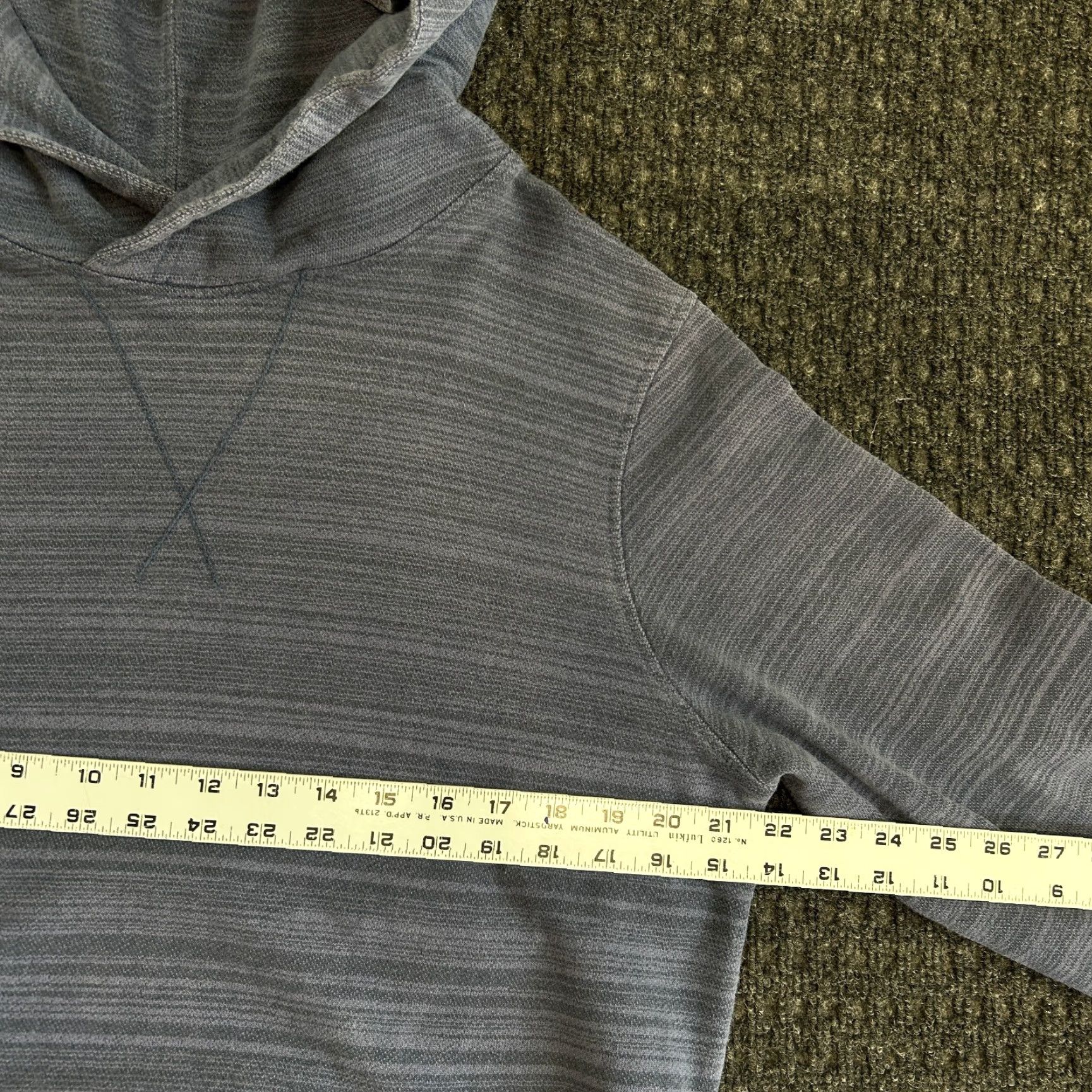 Prana prAna Hoodie Men M Blue Striped Knit Cotton Pullover Hooded Sweatshirt Casual Outdoor Beach Style Breathe 2010s Mens Size US M / EU 48-50 / 2 - 6 Thumbnail