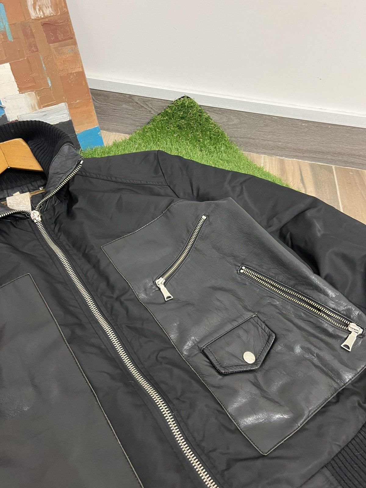 John Richmond × Vintage 90's John Richmond Denim Japan Style Nylon Leather Jacket Size US L / EU 52-54 / 3 - 3 Thumbnail