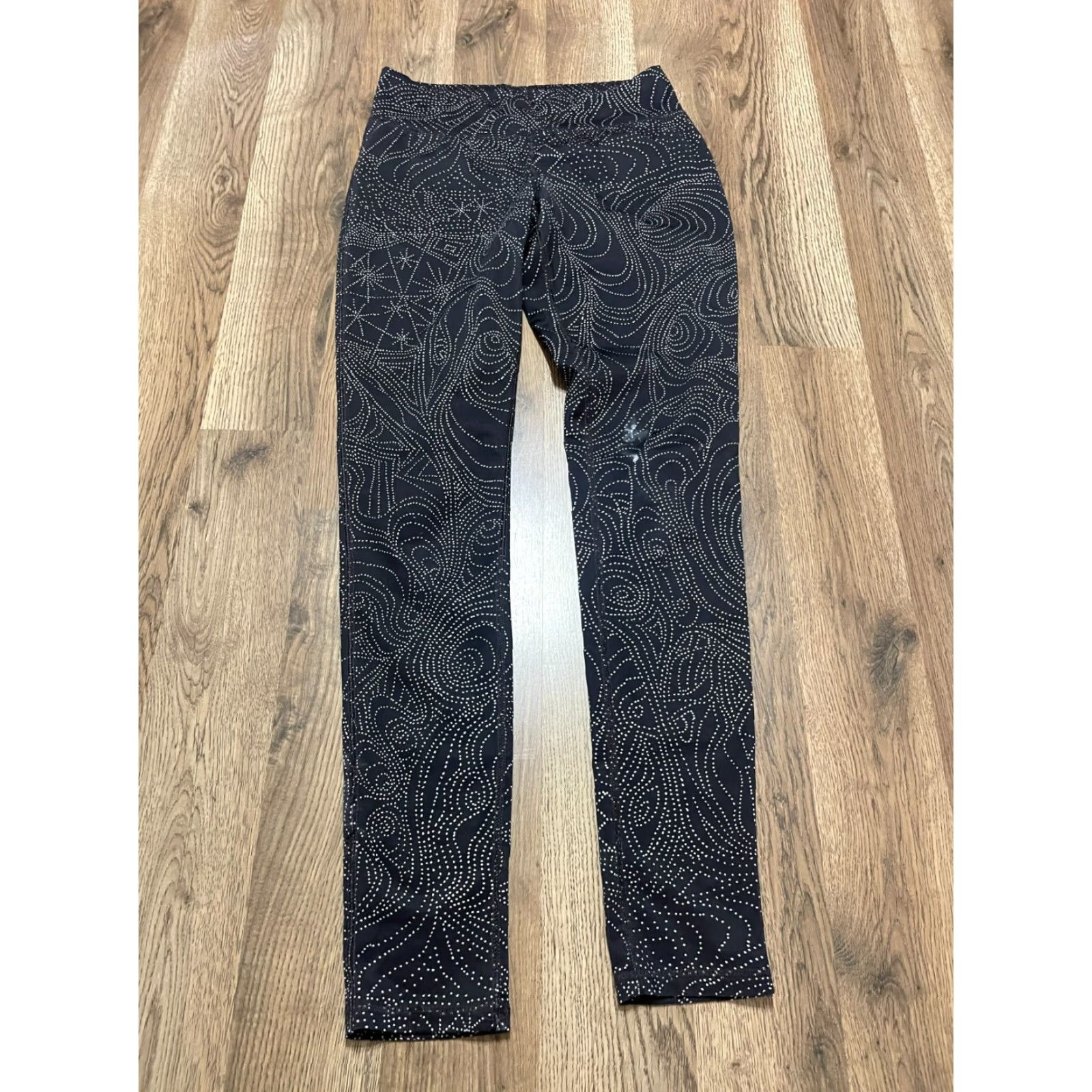 Mossimo Mossimo Pants, Womens Small, Leggings, Pull On, Polka Dots w/ Design, Gray White, Casual, Regular, AKnown Size 28" / US 6 / IT 42 - 2 Thumbnail