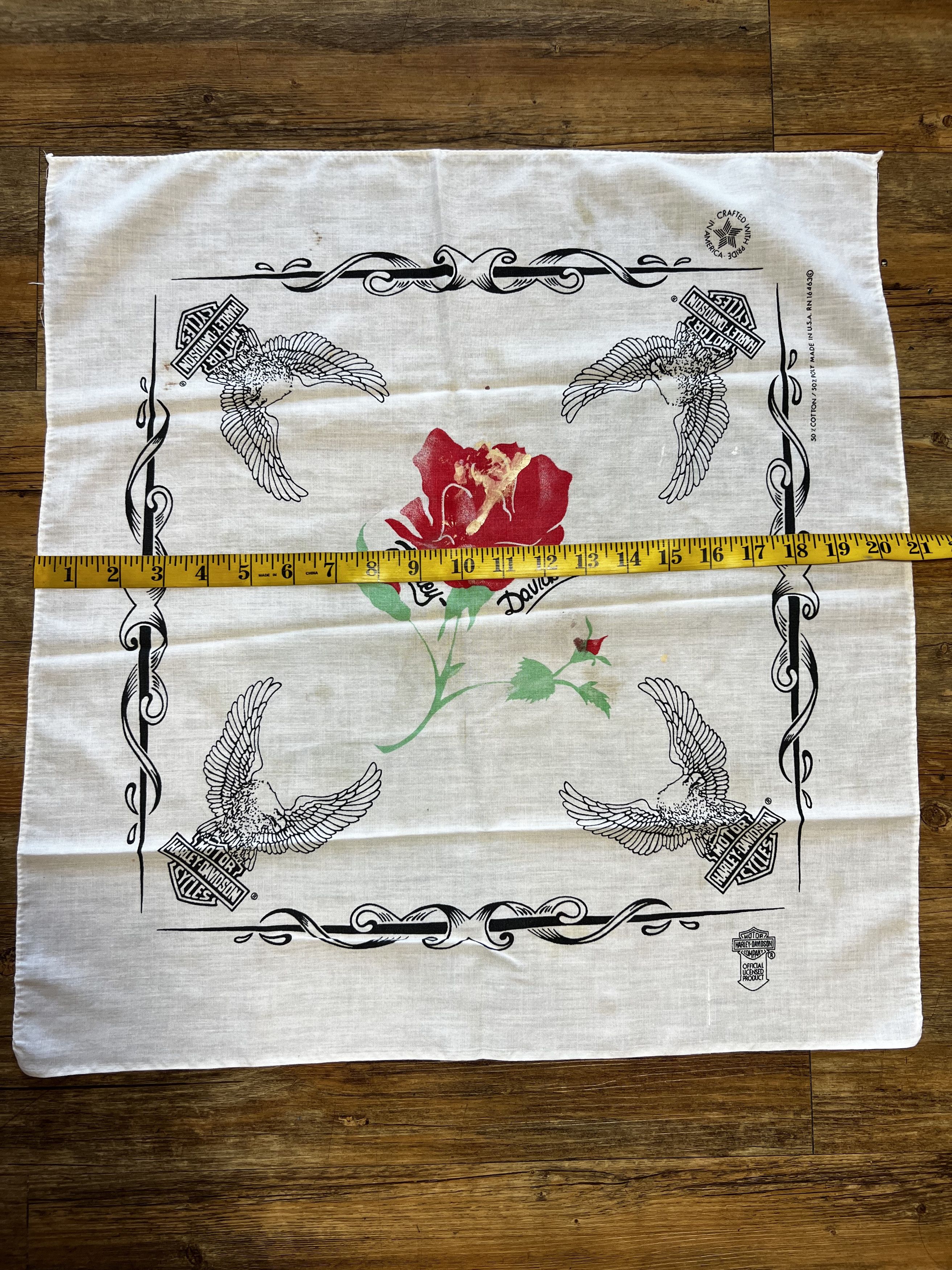 Harley Davidson Vintage 80's Harley Davidson Rose Upwing Eagle Logo Bandana Size ONE SIZE - 6 Thumbnail