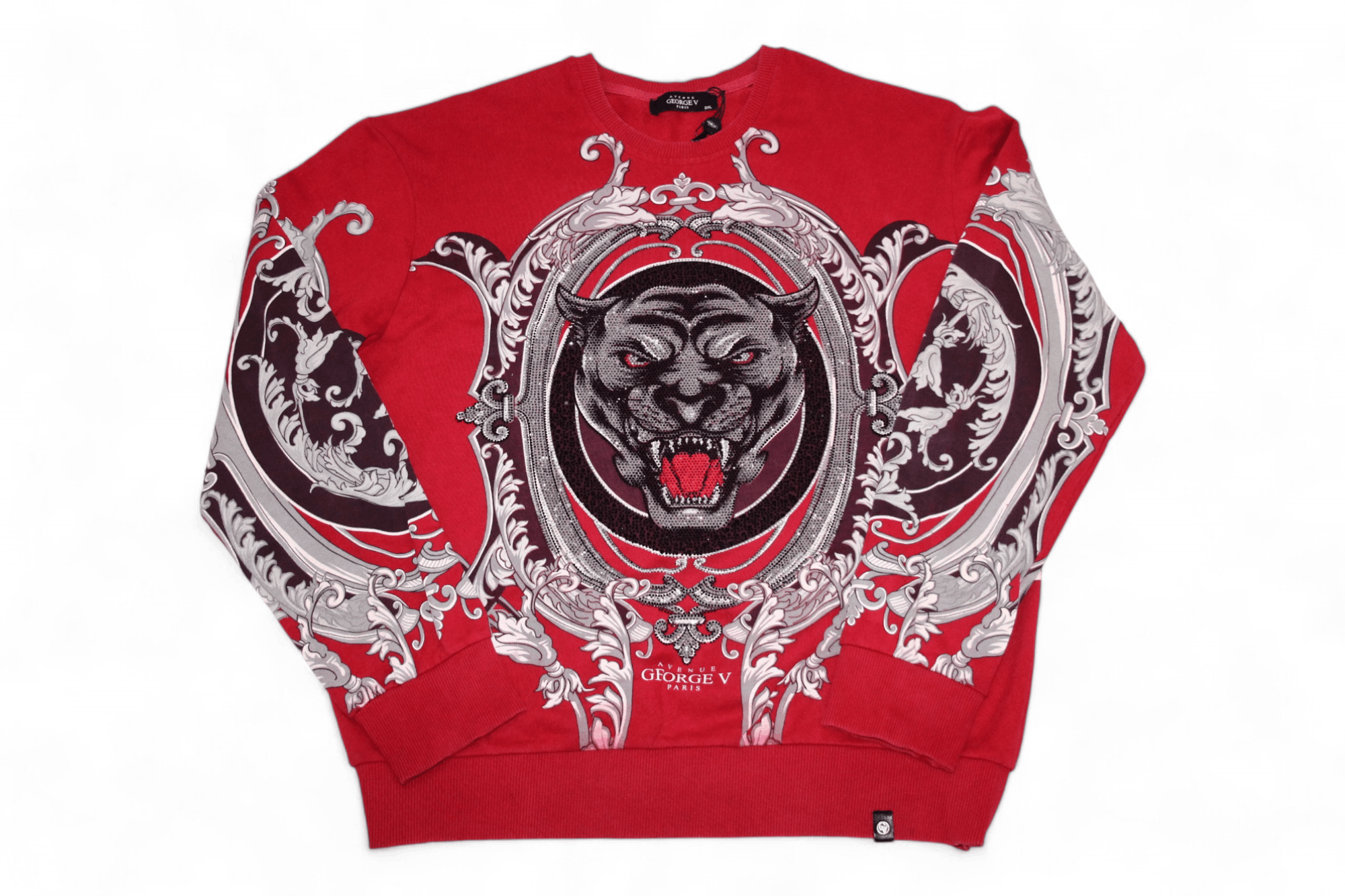 Christian Audigier Avenue George V Paris Panthere Baroque Rhinestones Crew L/S Size US XXL / EU 58 / 5 - 13 Thumbnail