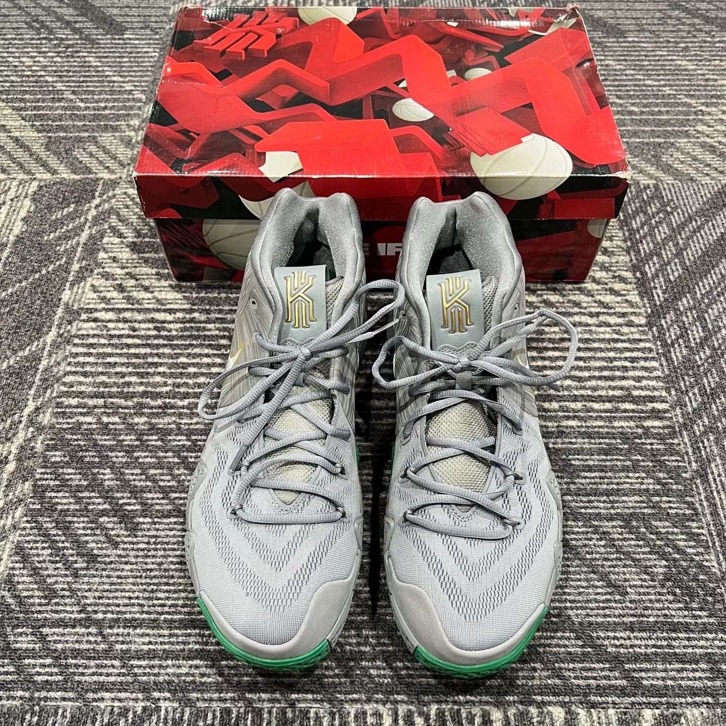 Nike Nike Kyrie 4 Gray Green Basketball Shoes Size US 5 / EU 37 - 2 Thumbnail