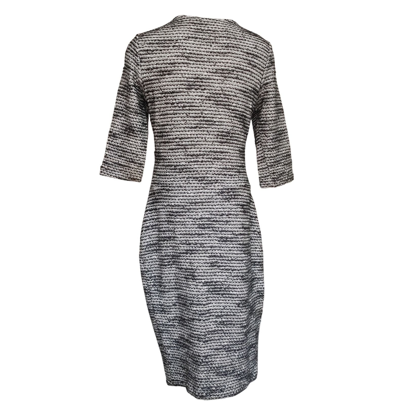 Other Leota Women's L Gray Stripe Long Sleeve Cinch Waist Dress Size L / US 10 / IT 46 - 2 Thumbnail