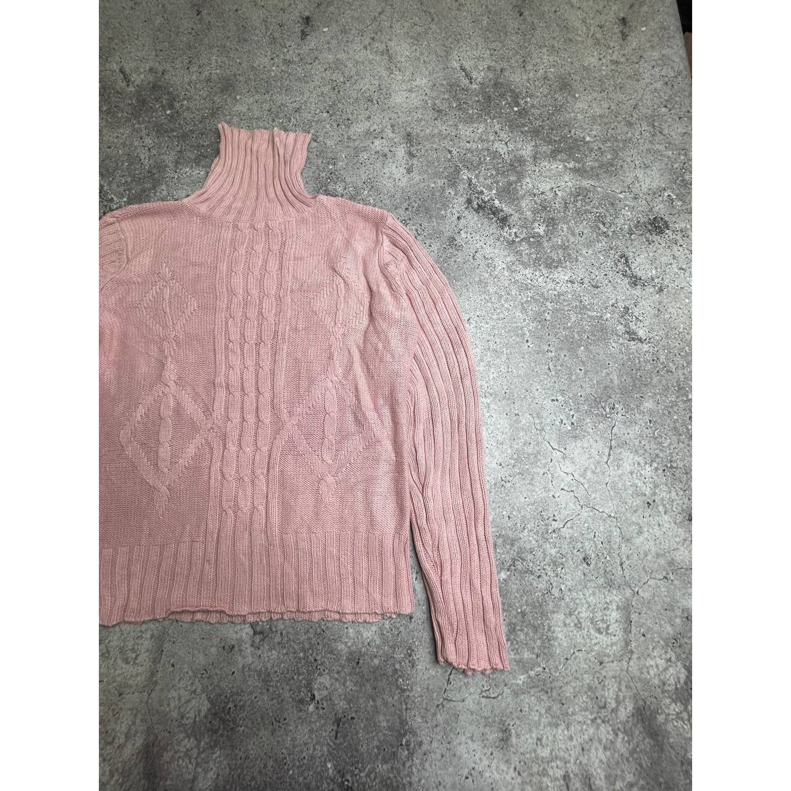 Vintage Vintage Villager Pink Turtleneck Cable Knit Sweater Size L Size M / US 6-8 / IT 42-44 - 3 Thumbnail