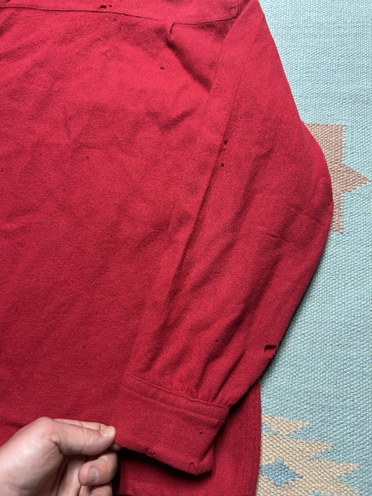 Vintage 1950s wool loop collar shirt Campus Hollywood distressed M/L Size US M / EU 48-50 / 2 - 13 Thumbnail