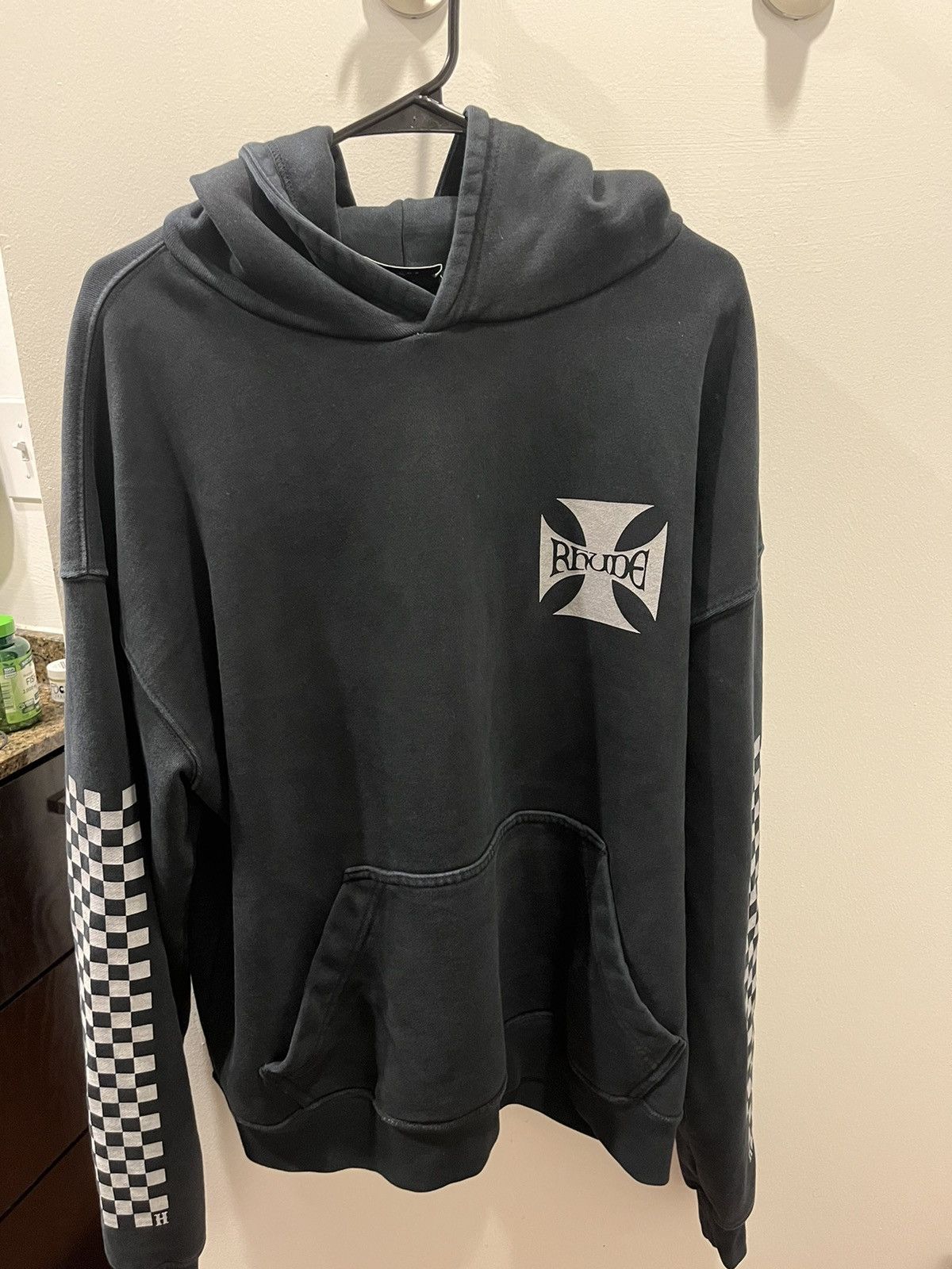 image of Rhude Black Cross Hoodie, Men's (Size Small)