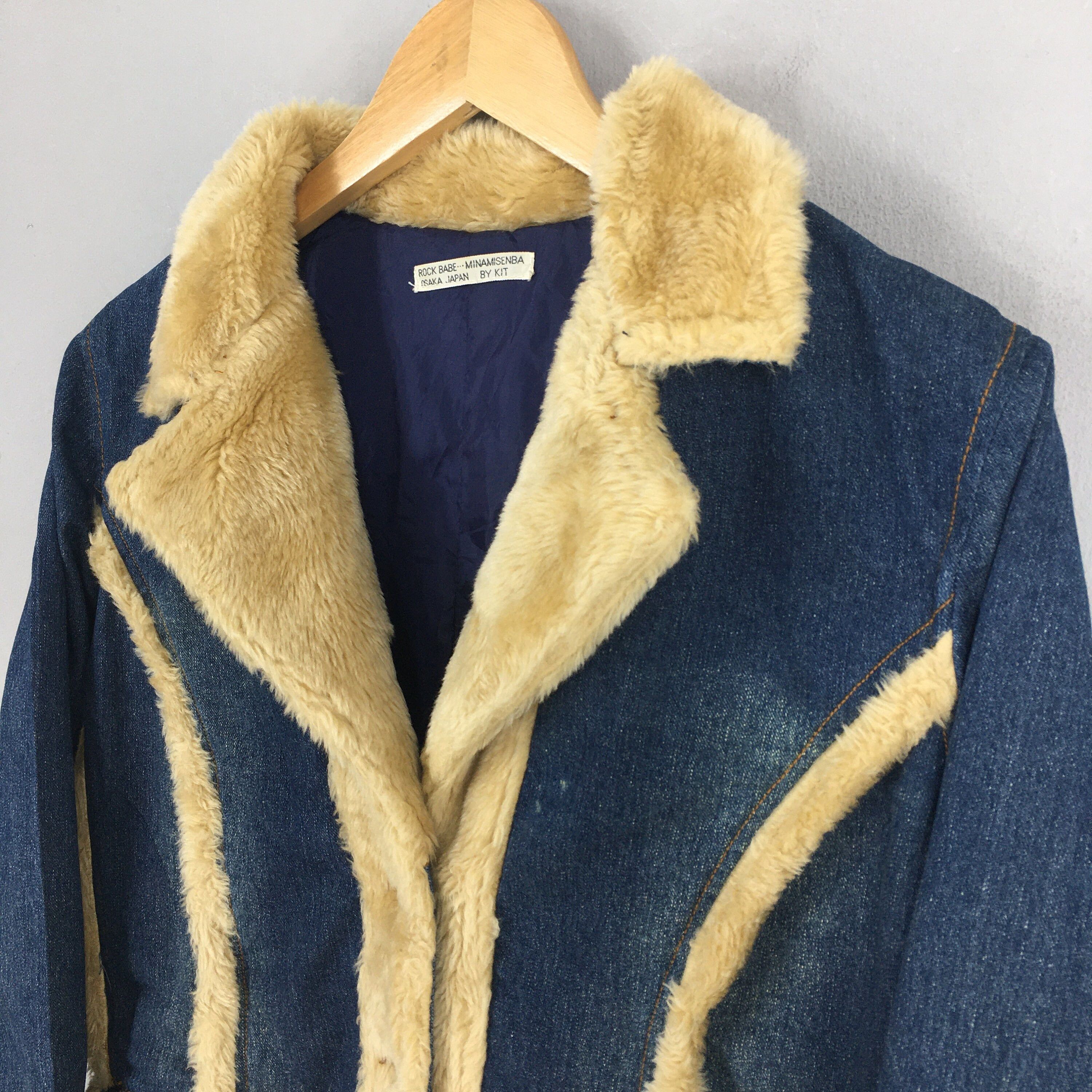 If Six Was Nine × Le Grande Bleu (L.G.B.) × Tornado Mart Vintage Rock Babe Japan Denim Long Coat Fux Fur Medium Size M / US 6-8 / IT 42-44 - 4 Thumbnail