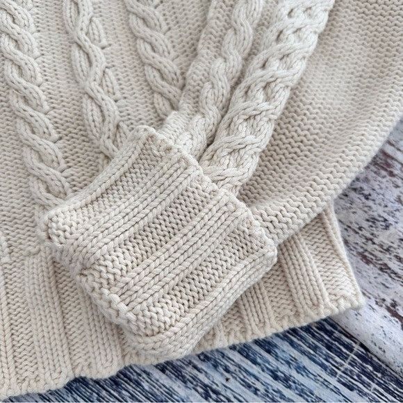 Saks Fifth Avenue Vintage Saks Fifth Avenue Cable Knit 100% Cotton Cream Turtl Size XL / US 12-14 / IT 48-50 - 6 Thumbnail