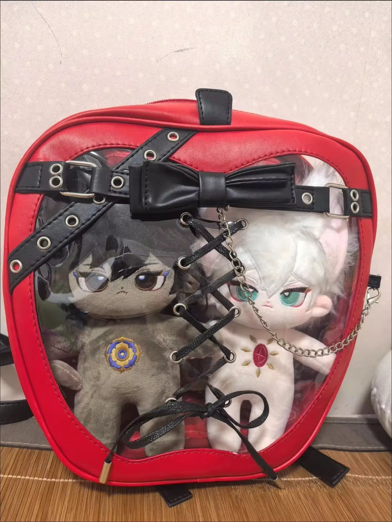 Japanese Brand Kawaii Red Punk Pu Leather Apple Women Backpack Size ONE SIZE - 9 Thumbnail