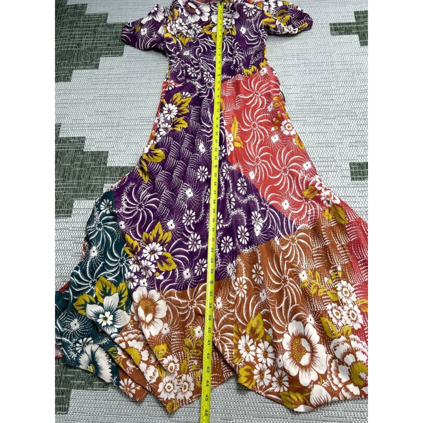 Anthropologie Anthropologie Maxi Dress Womens 6 Multicolor Handkerchief Flutter Sleeve V Neck Dress Size M / US 6-8 / IT 42-44 - 5 Thumbnail