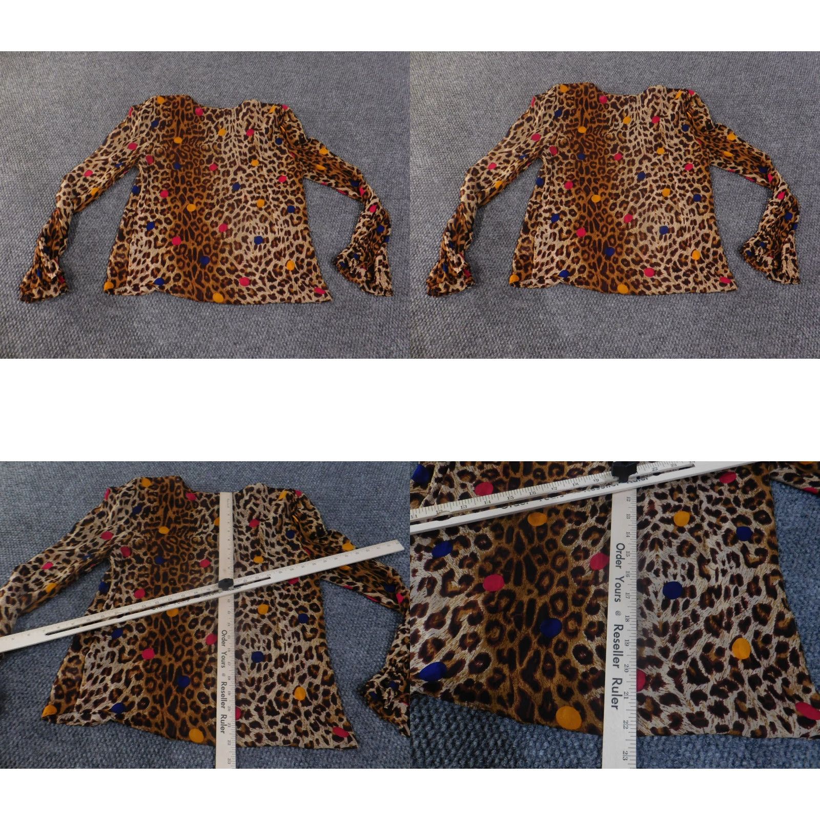 & Other Stories & Other Stories Blouse Womens 8 Multicolor Leopard Polka Dot Sheer Long Sleeve V-Neck Pullover Casual Stretch Regular Brown" Size M / US 6-8 / IT 42-44 - 8 Thumbnail