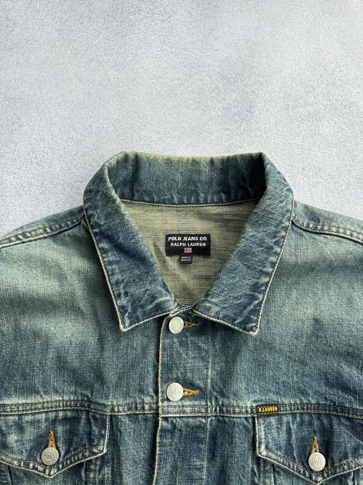 Polo Ralph Lauren Vintage Polo Jeans Ralph Lauren Dirty Denim Jacket Size US XL / EU 56 / 4 - 3 Thumbnail