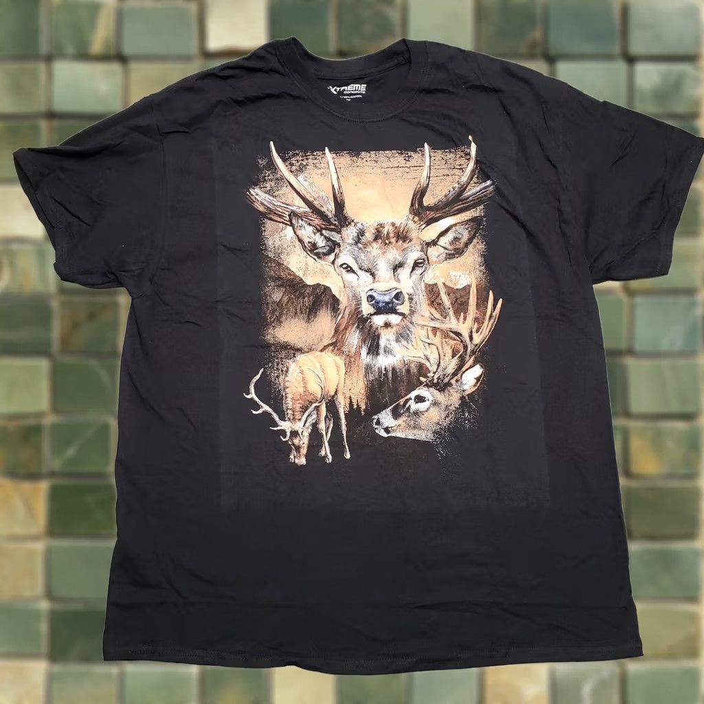 Vintage Nature Shirt Mens Large Black Bull Elk Whitetail Deer Buck Hunting Outdoors Size US L / EU 52-54 / 3 - 1 Thumbnail
