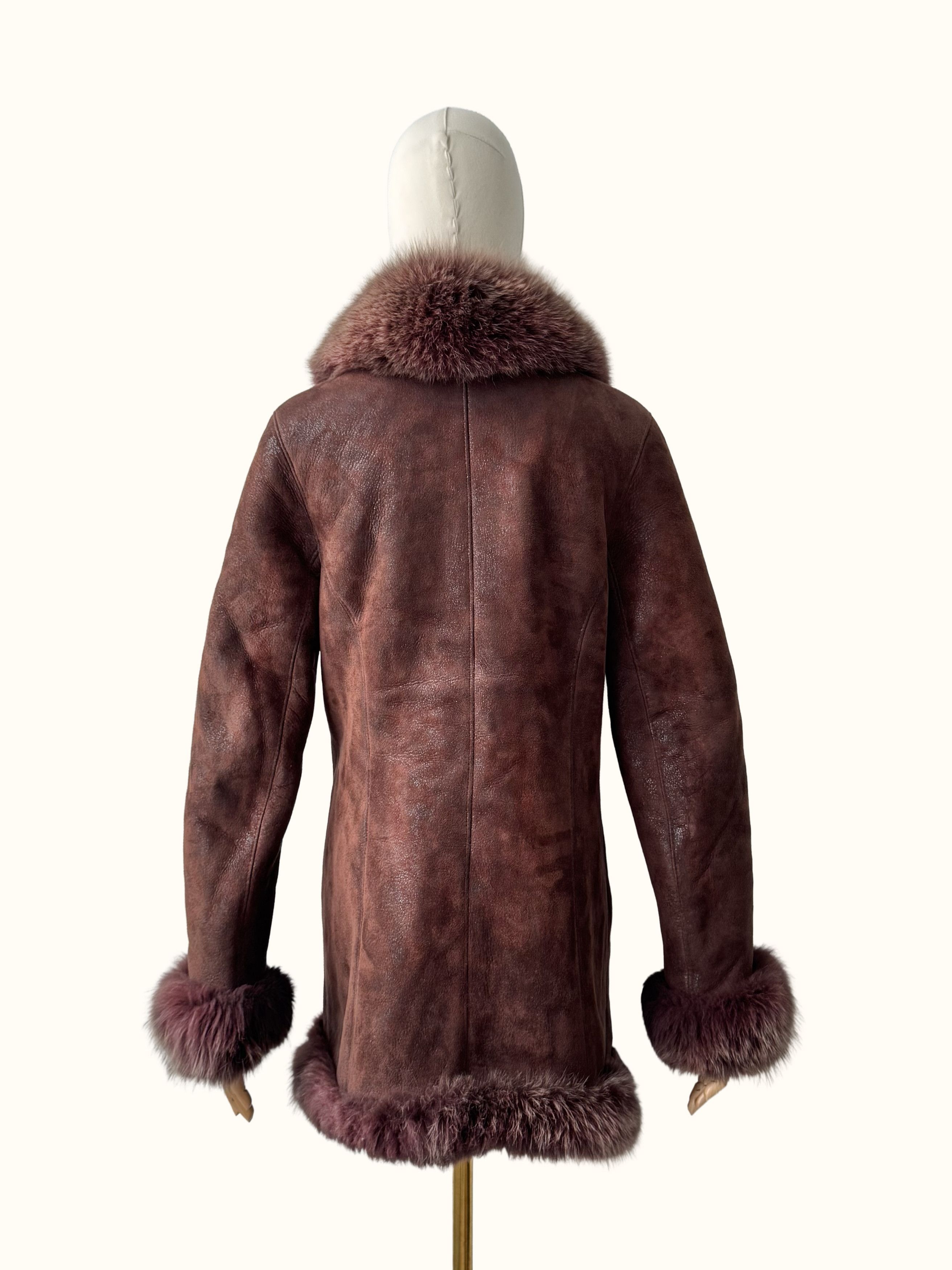 Vintage Vintage Real Sheepskin Coat With Real Fur (B250)D15E2 Size M / US 6-8 / IT 42-44 - 4 Thumbnail
