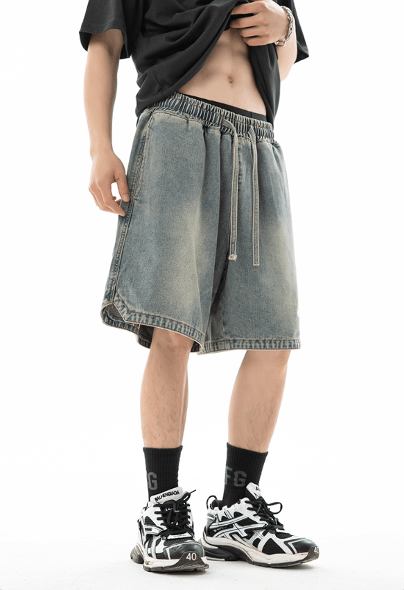 Jean Japanese retro men's embroidered loose denim shorts Size US 32 / EU 48 - 1 Thumbnail