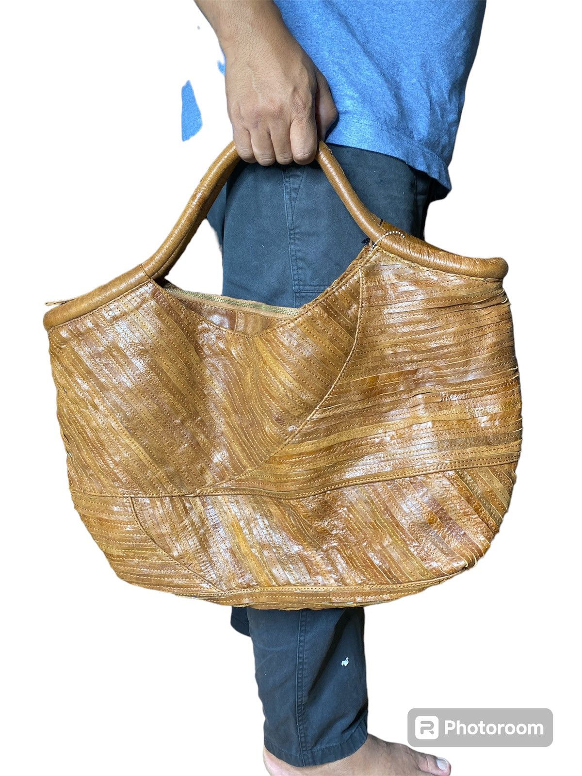 Brown Goa leather patchwork tote bag