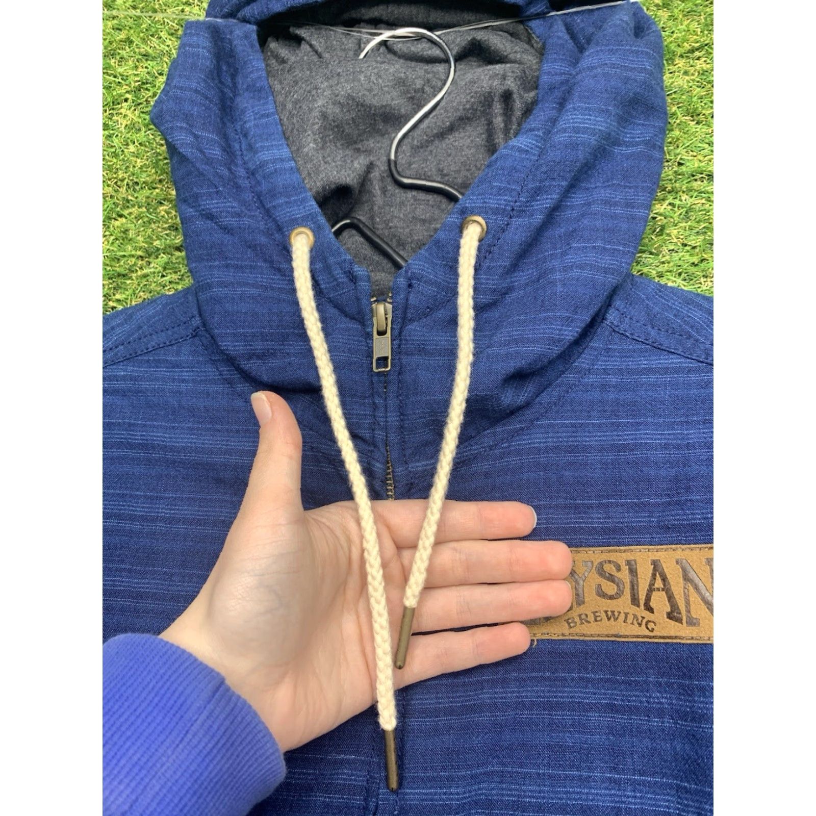 KAVU Kavu Mens Small Hoodie Full Zip Striped Sweatshirt Hiking Outdoor Logo Blue Knit Cotton Polyester Winter 90s 00s 2000s Size US S / EU 44-46 / 1 - 5 Thumbnail