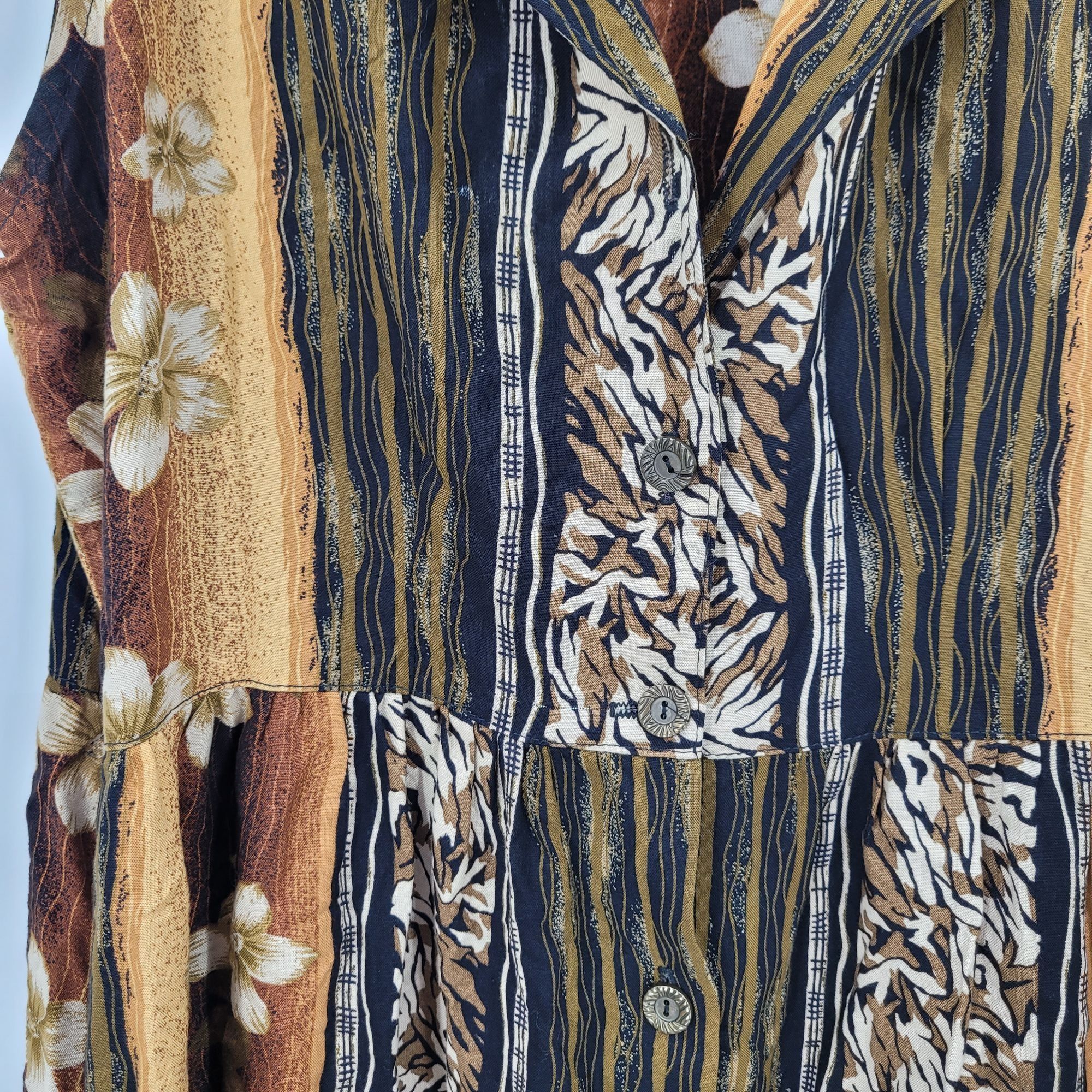 Vintage Vtg 80s Tropical Floral Button Front Dress Sz M Sleeveless R Size M / US 6-8 / IT 42-44 - 6 Thumbnail