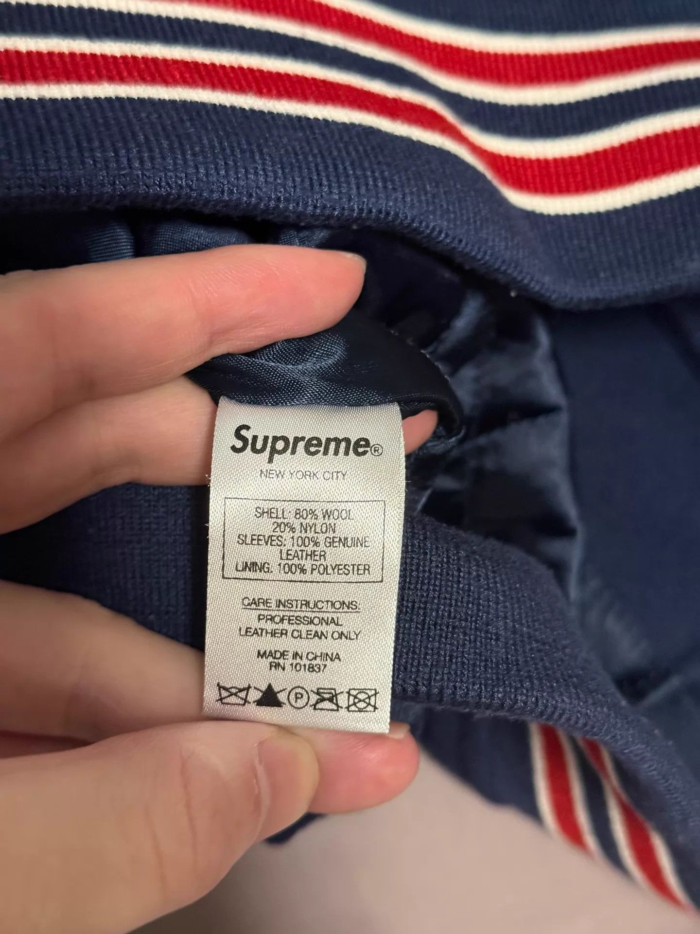 Supreme Supreme Dog Bone Varsity Jacket Leather Sleeve M Size US M / EU 48-50 / 2 - 5 Thumbnail
