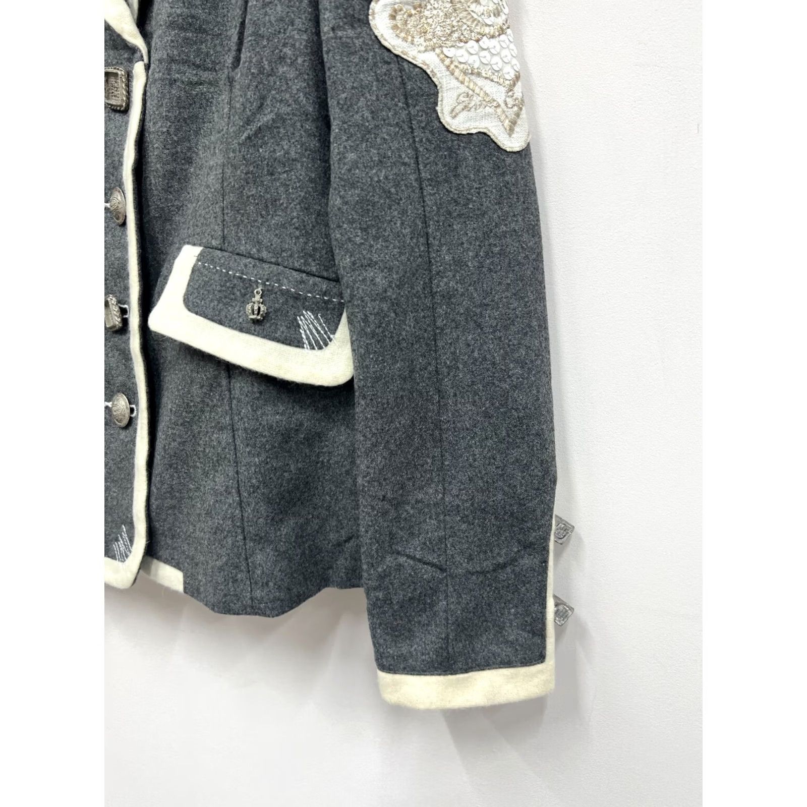 Vintage Elisa Cavaletti Blazer Shirt Wool Cashmere Blend Gray S Women Bondsmen Style Blazer 60s Mens Womens Size S / US 4 / IT 40 - 2 Thumbnail