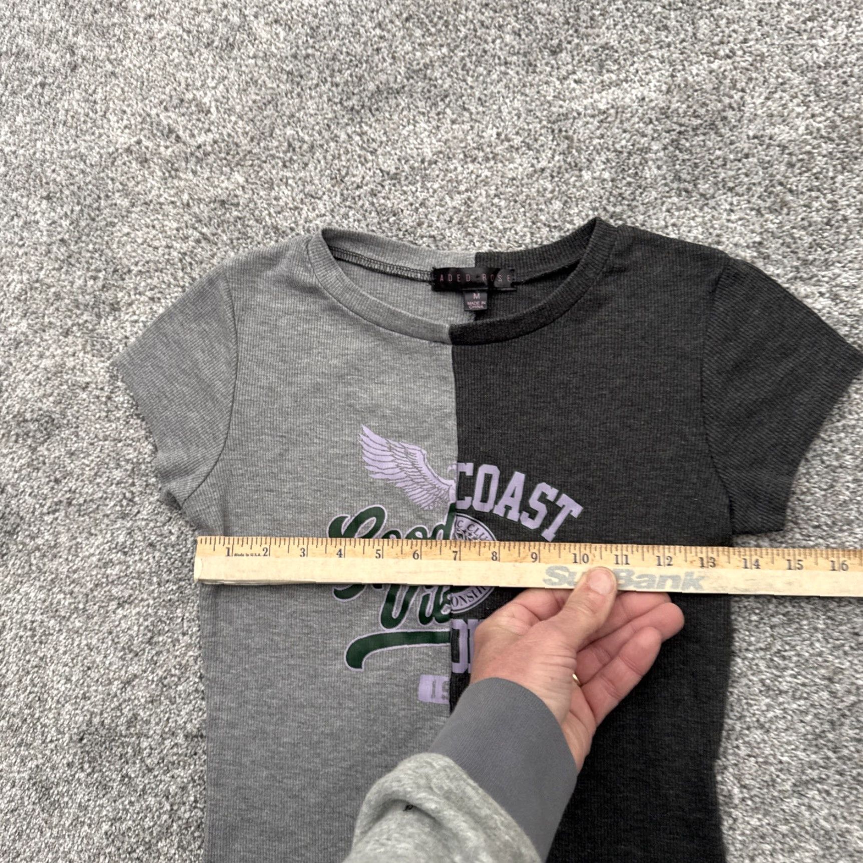 Vintage Y2K Style Tee Womens Medium Grunge Streetwear Cropped Patchwork Graphic Skater Shirt Womens M Gray City Grunge Outdoor Cropped 90s Aded Rose Mens? Size M / US 6-8 / IT 42-44 - 3 Thumbnail