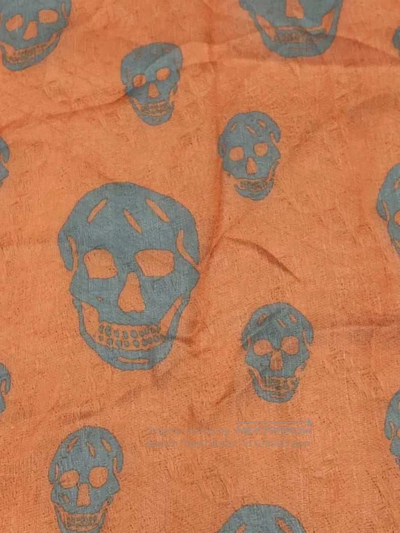 Alexander McQueen Alexander Mcqueen Orange skull printed scarf Size ONE SIZE - 5 Thumbnail