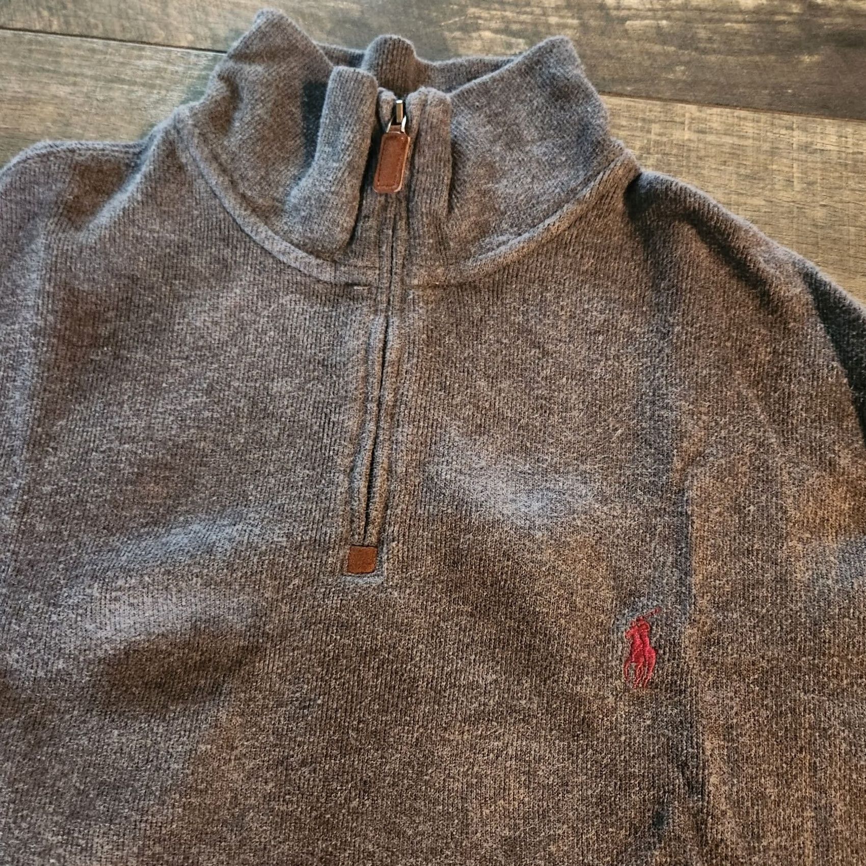 Polo Ralph Lauren Polo Ralph Lauren 1/4 Zip Sweater Mens Large Gray Cotton Long Sleeve Pullover Mock Neck Knit Size US L / EU 52-54 / 3 - 2 Thumbnail