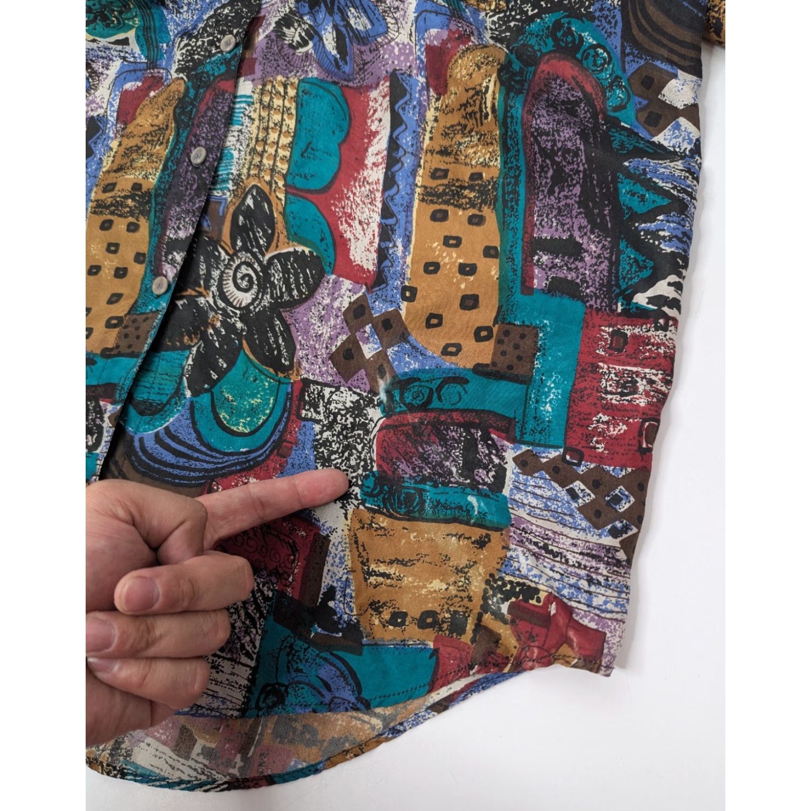 Vintage VINTAGE Jane Ashley Shirt Button Silk Short Sleeve Abstract Psychedelic Hawaiian Size M Size US M / EU 48-50 / 2 - 3 Thumbnail